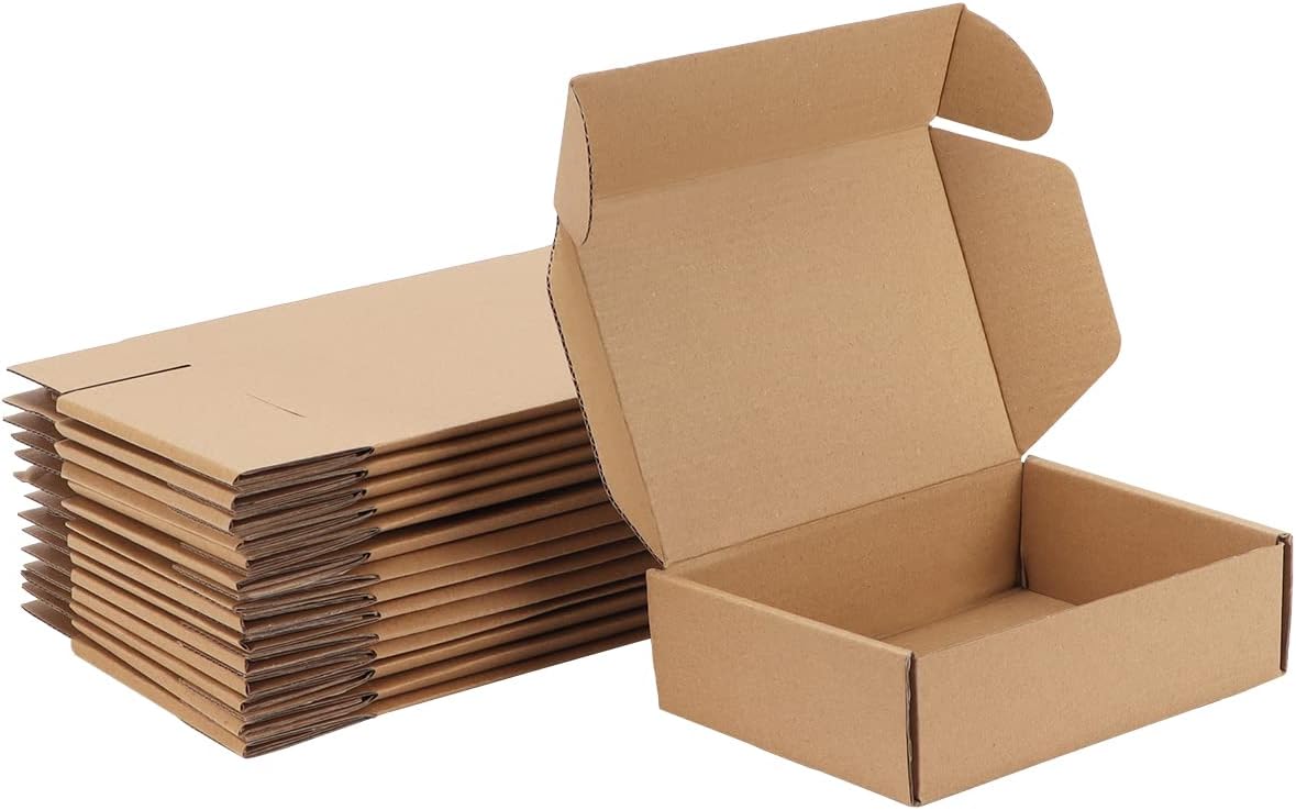 Detalle de HORLIMER 20 Pack Small Cardboard Boxes (7x5x2 in) Brown Corrugated Shipping Boxes