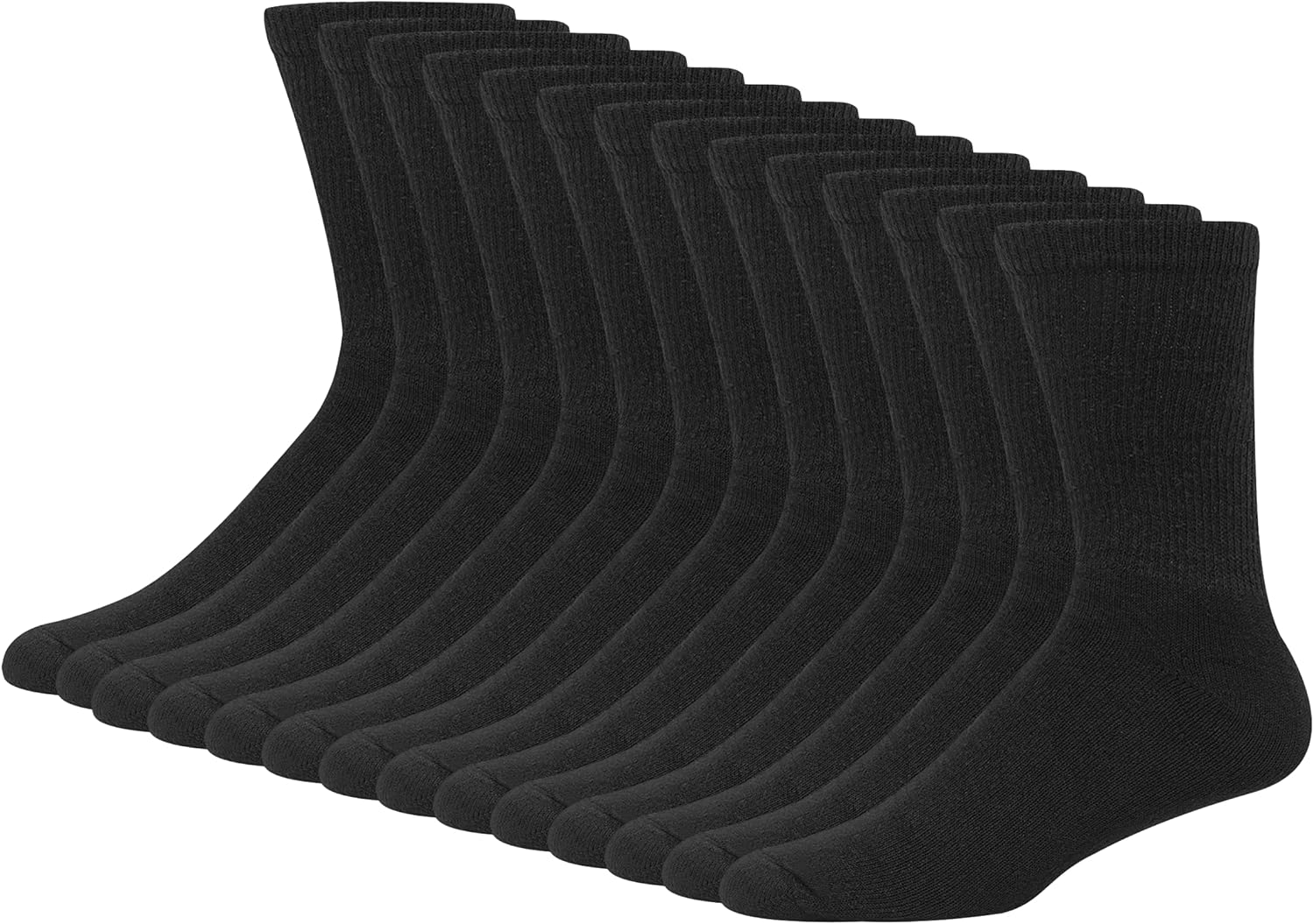 Detalle de Hanes Men’s Double-Strength Crew Socks (White/Black) — Moisture-Wicking, Cushioned & Anti-Odor