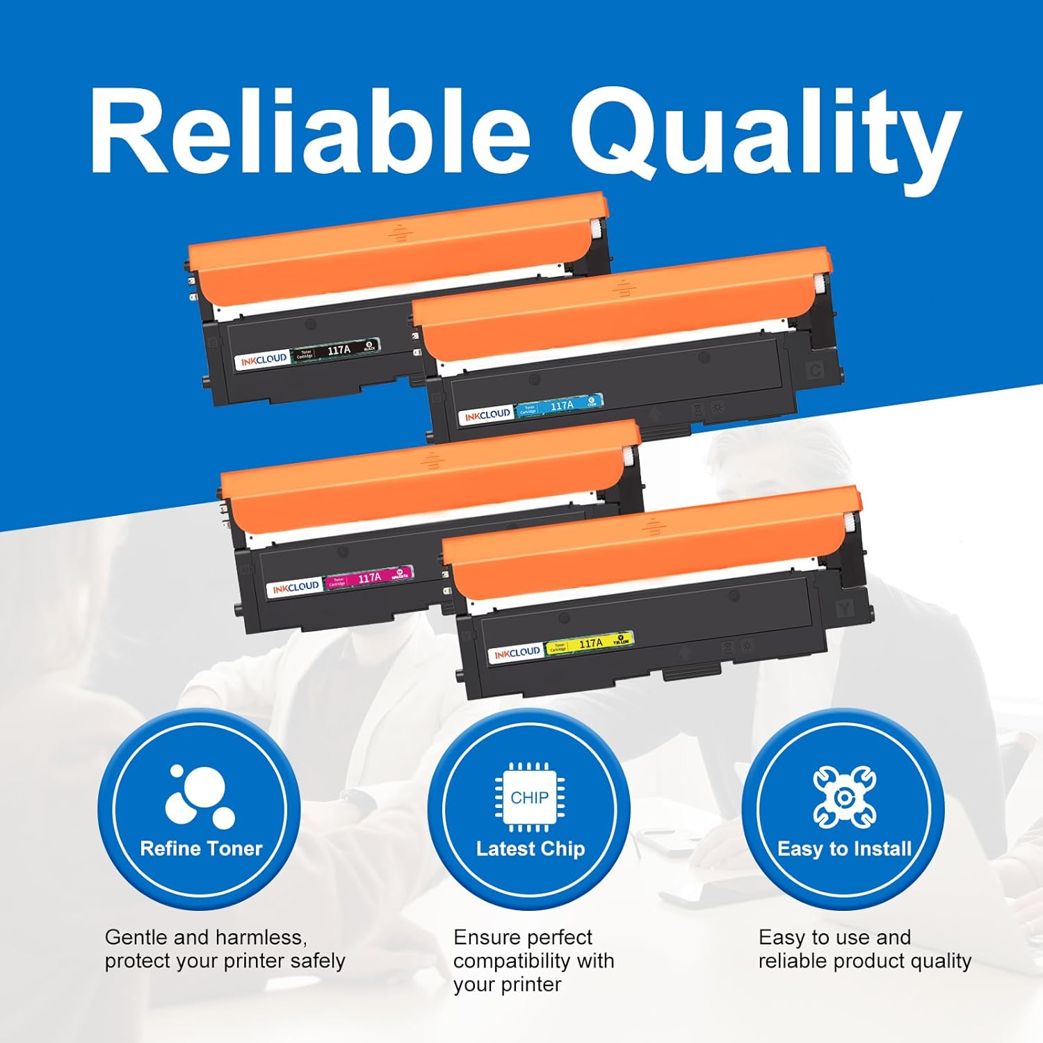 Thumbnail 5 de INKCLOUD 117A Toner Cartridges Compatible with HP 117A (4-Pack: Black, Cyan, Yellow, Magenta)