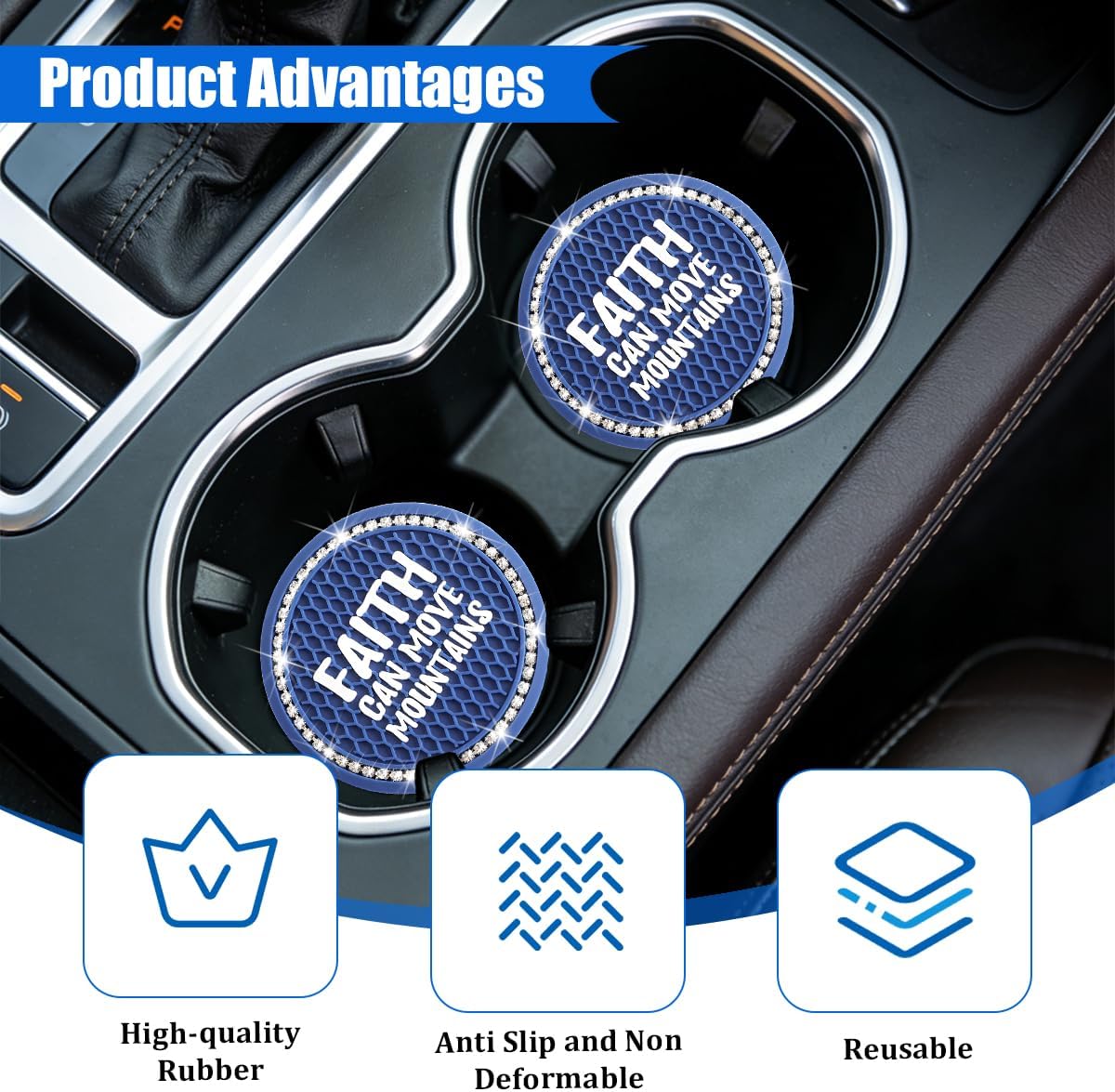 Detalle de Zpana Car Cup Holder Coasters, 2.75-Inch