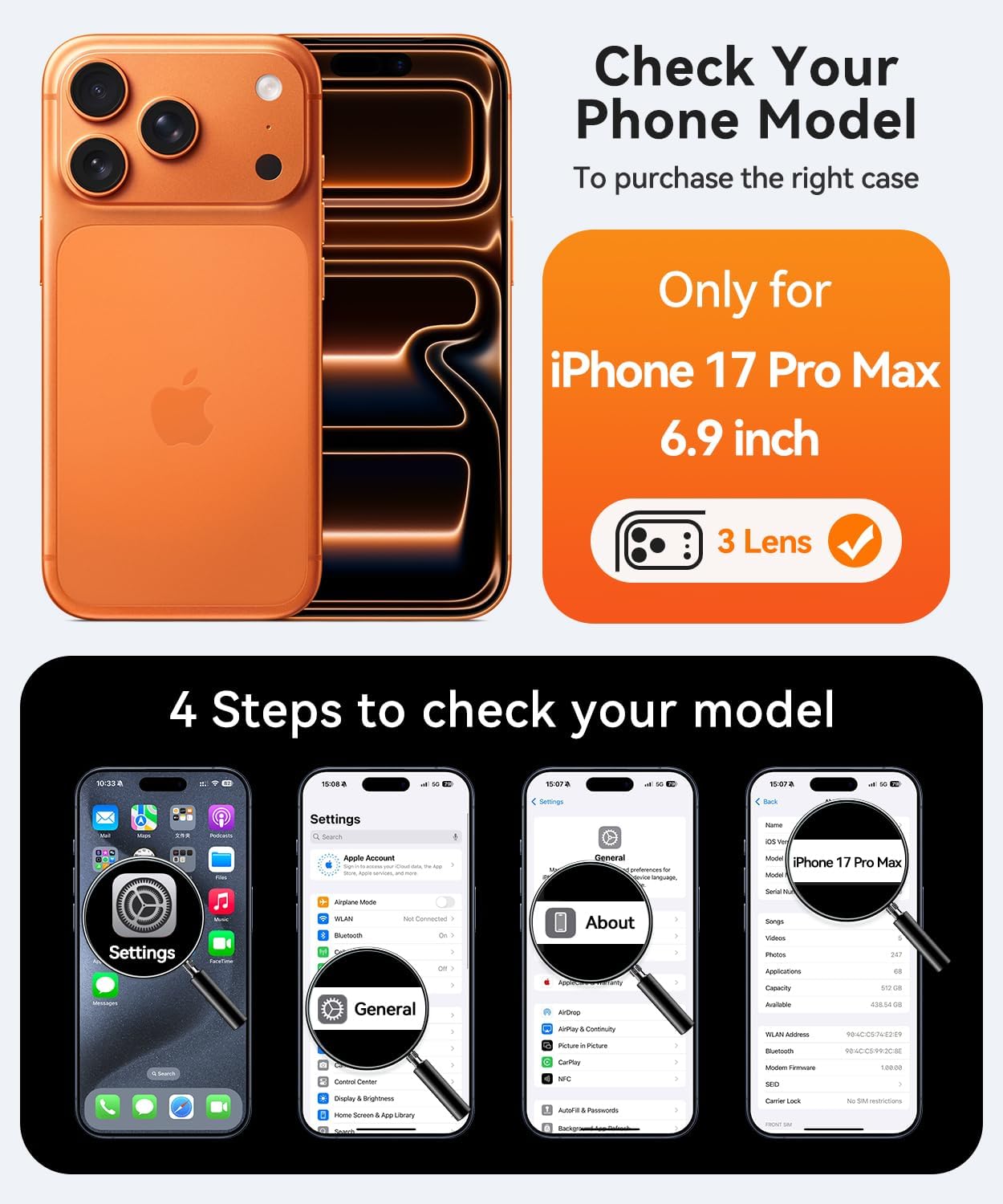 Thumbnail 1 de CANSHN Cover magnetica per iPhone 17 Pro Max da 6,9" compatibile MagSafe, blu profondo