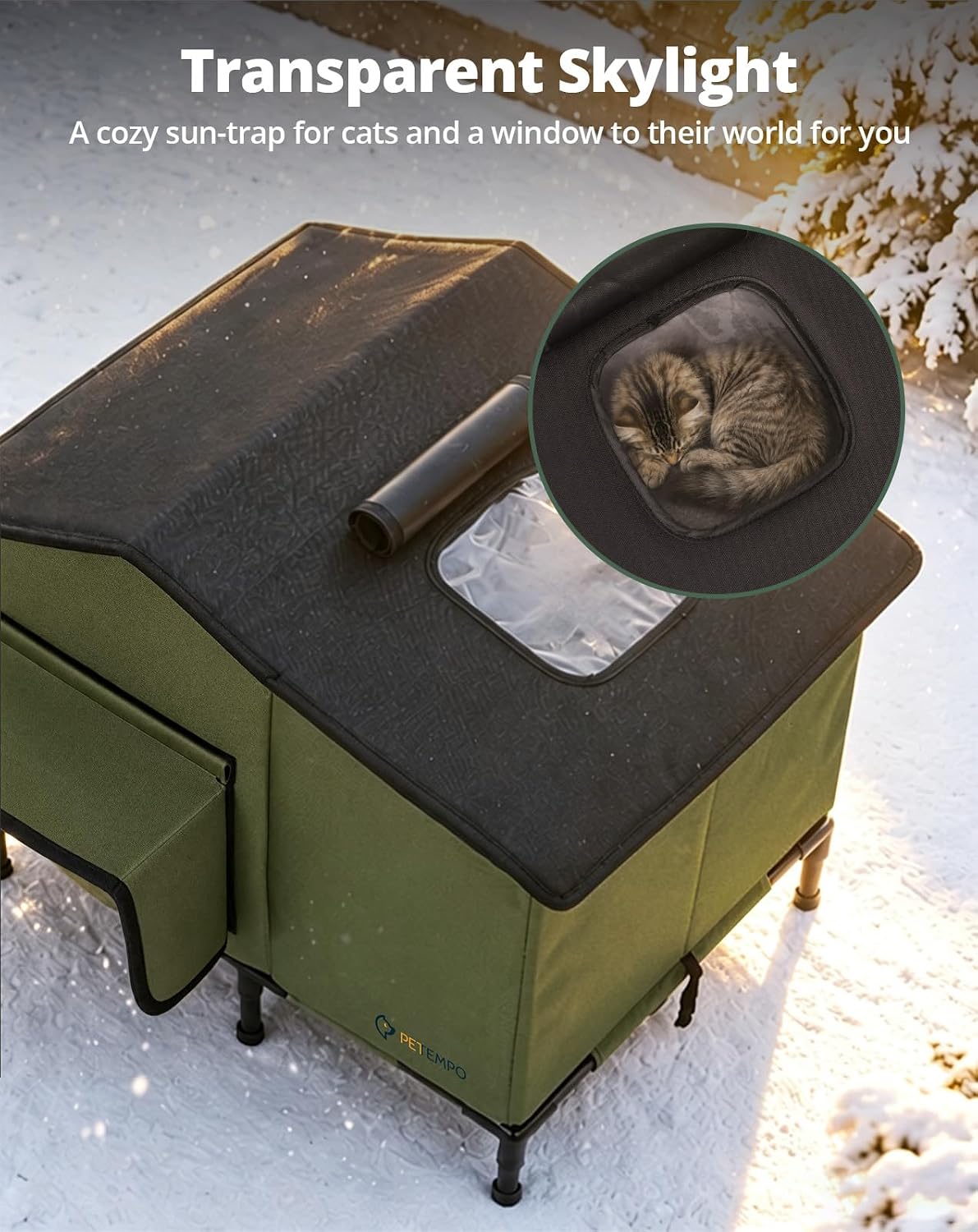 Detalle de PETEMPO BGPCH01 Heated Cat House with Insulation and Thermostatic Heating Pad