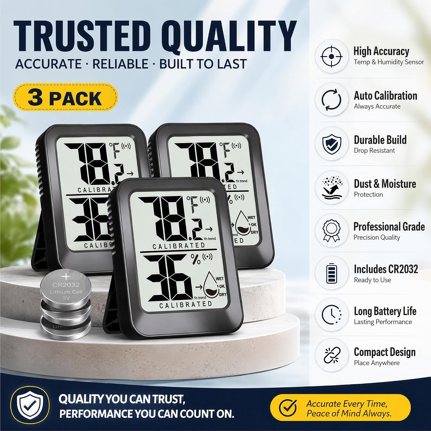 Thumbnail 6 de AyayaBoss 3-Pack Indoor Thermometer Hygrometer with Trend and Stand