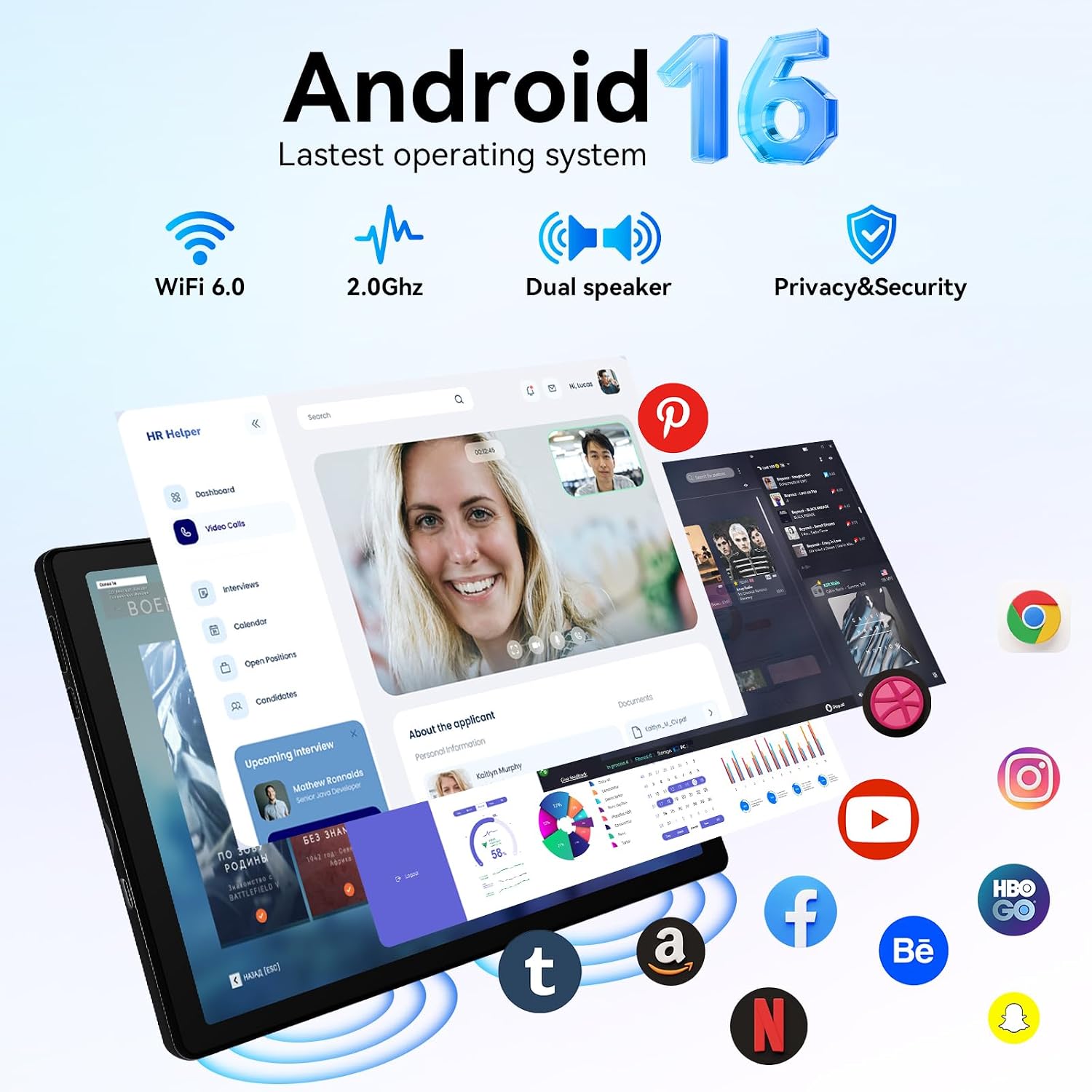 Thumbnail 3 de MUISOO 10-inch Android Tablet with Keyboard, Stylus, Mouse, Earphone and Case