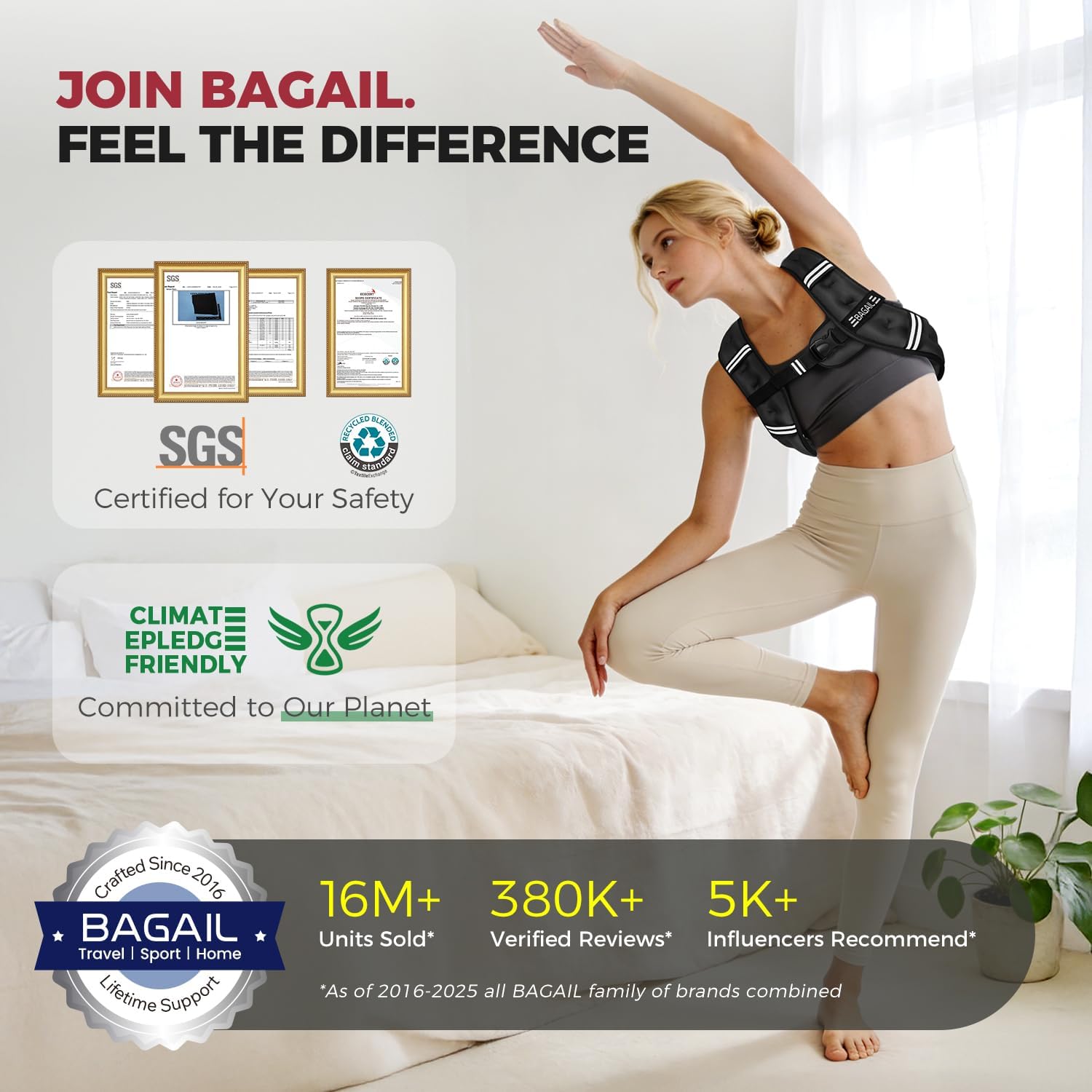 Detalle 2 de BAGAIL Weighted Vest for Walking and Weight Loss 5-25 lbs ๐๏ธโ