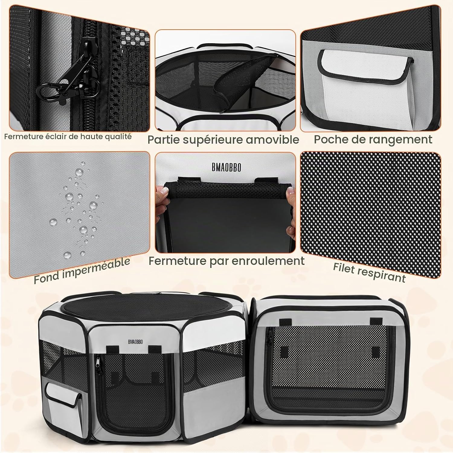 Detalle de BMaoBBo 2-in-1 opvouwbare speelbox voor katten met afneembare kattenbak