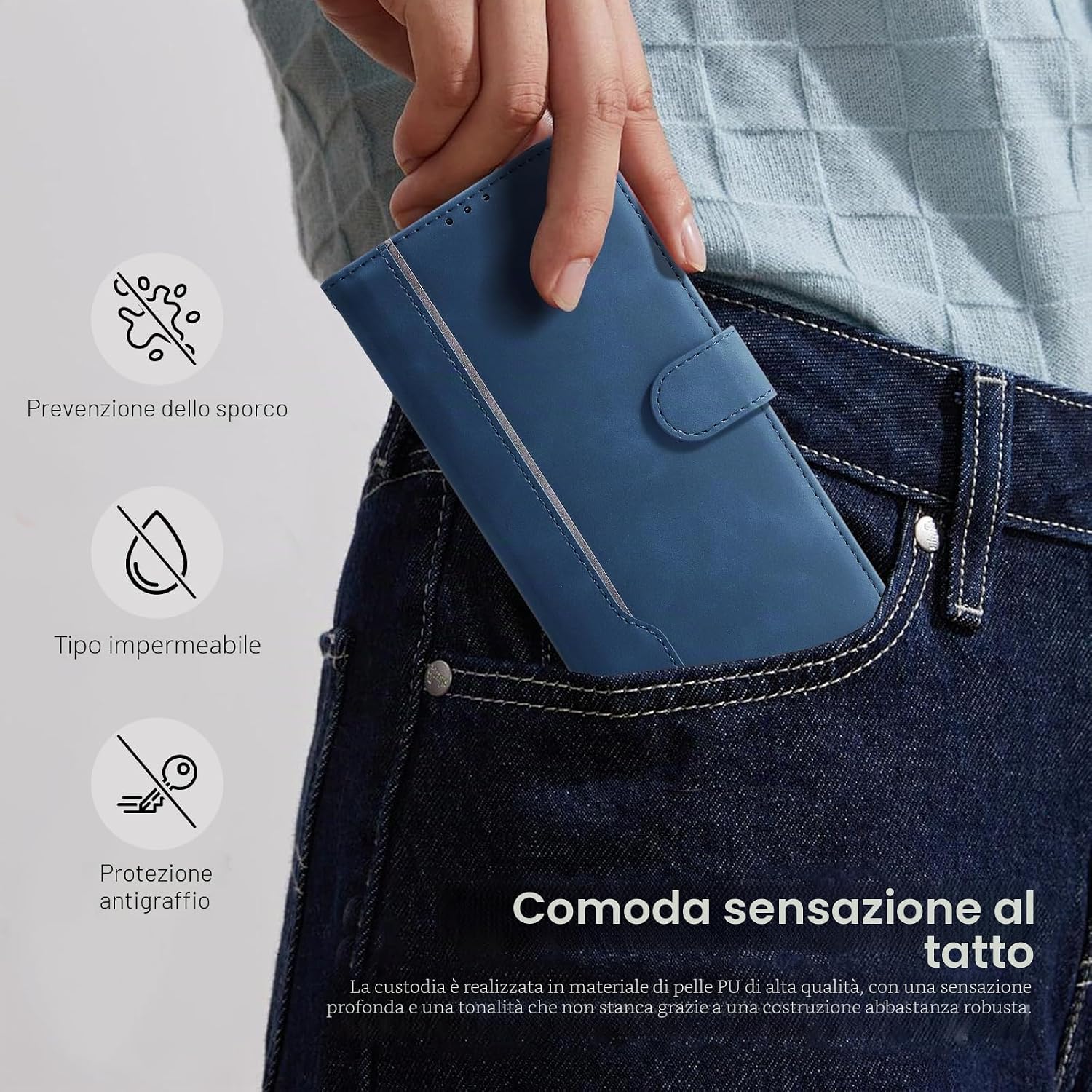 Detalle de AsWant Cover per Honor 400, Custodia Libro Premium in PU con Blocco Magnetico e Funzione Stand (Blu)