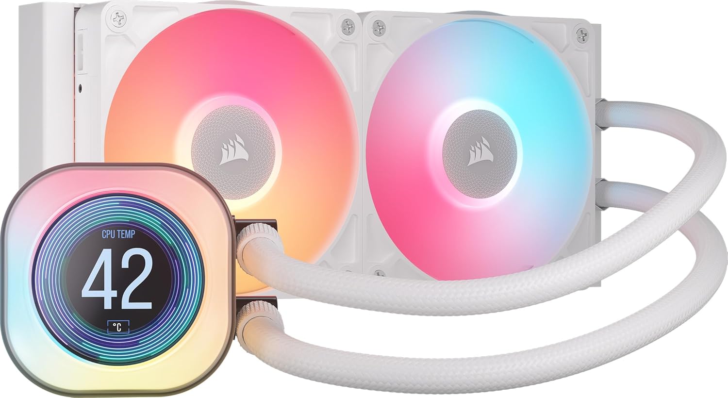 Detalle de Corsair iCUE LINK TITAN 240 RX LCD Liquid CPU Cooler – 240mm AIO (White)