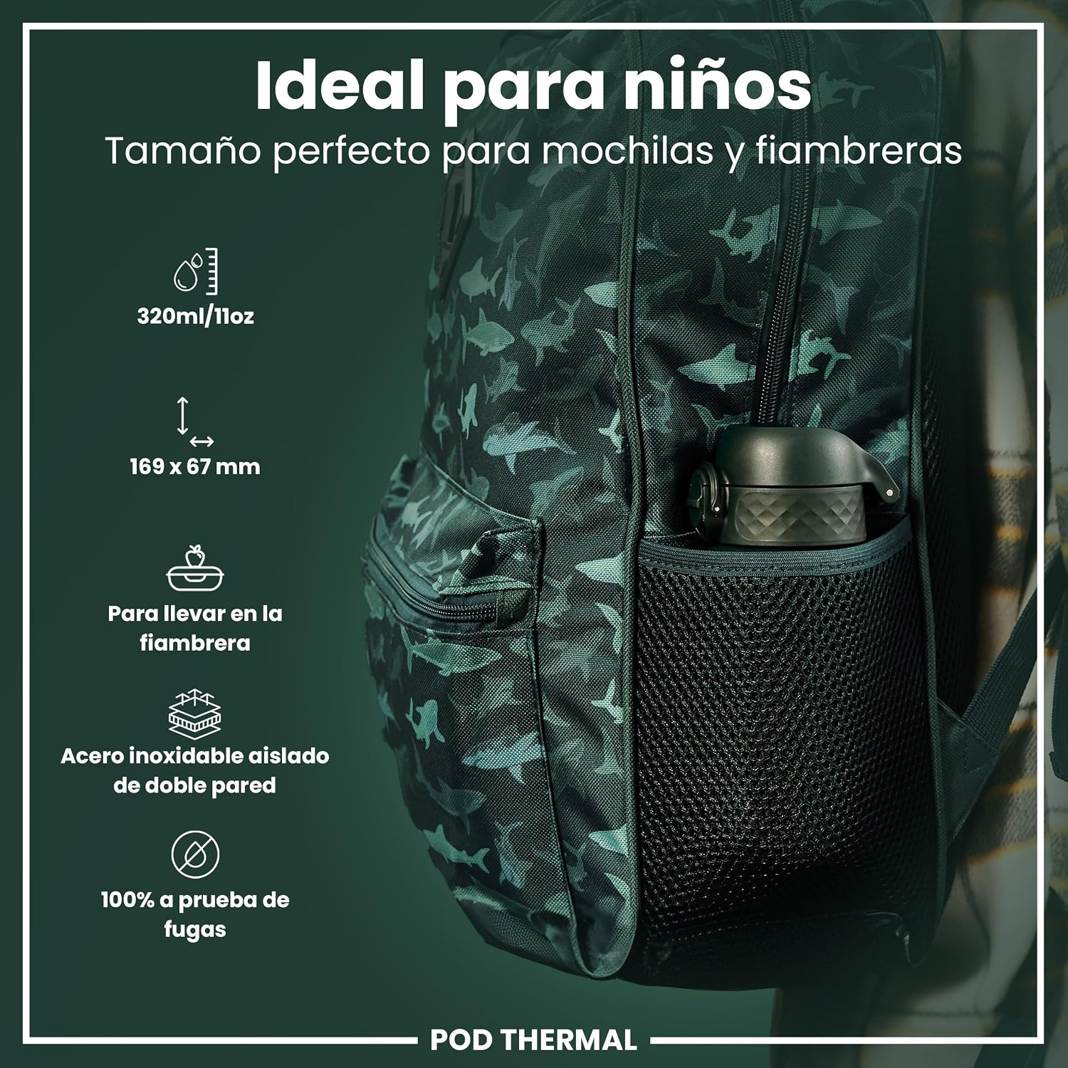 Detalle 2 de ION8 Botella Térmica Niños Acero Inoxidable 320ml 🚰
