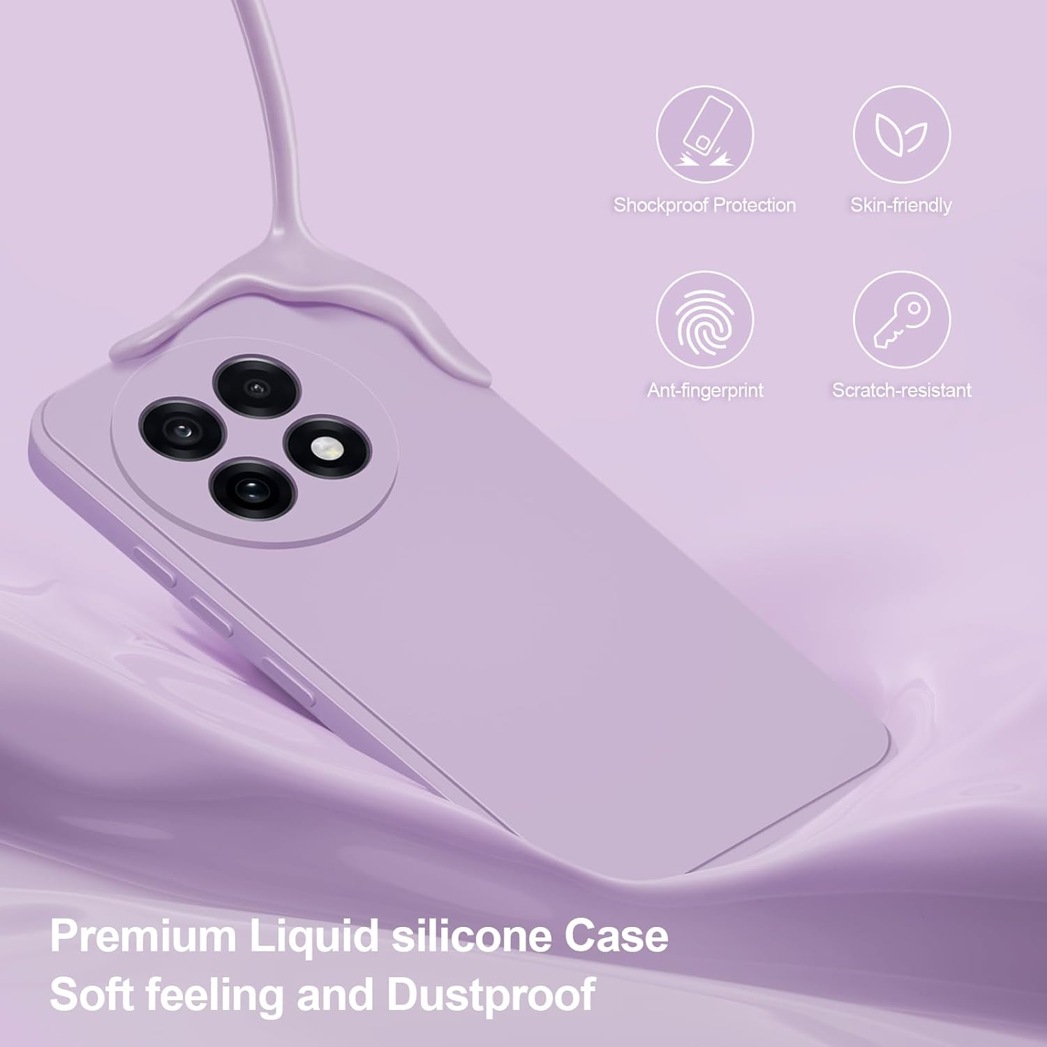 Thumbnail 2 de Btstring Hülle für OnePlus 13R – Hochwertiges Silikon case mit Mikrofaser-Innenfutter (Helles Lila)