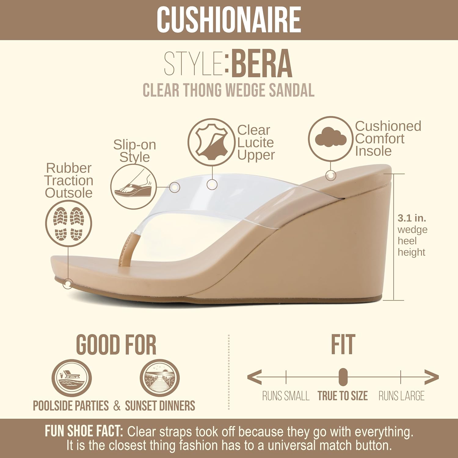 Detalle de CUSHIONAIRE Bera Platform Thong Sandals for Women