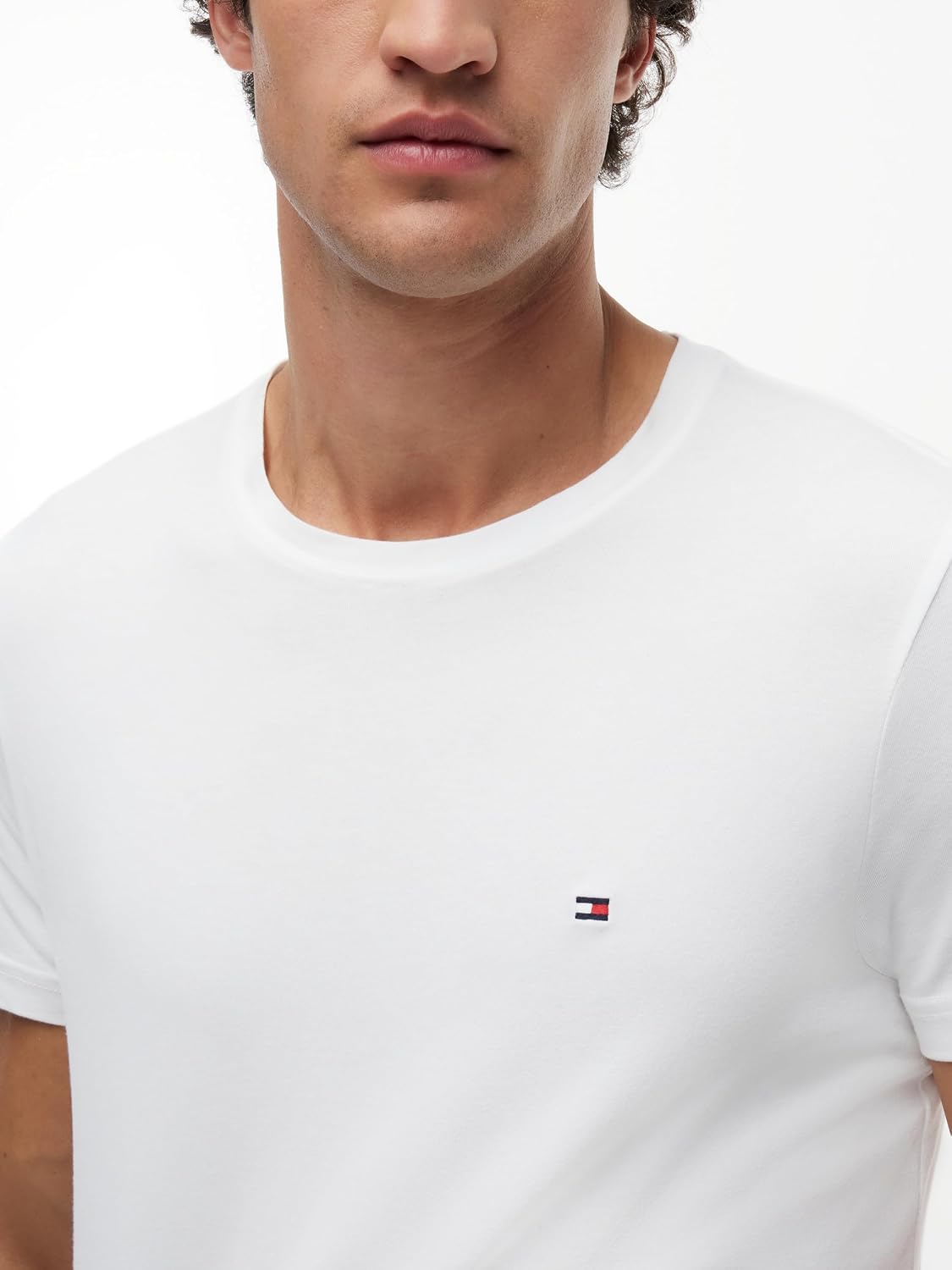 Detalle de Tommy Hilfiger Herren T-Shirt Kurzarm Core Stretch Slim Fit – Weiß, Größe L