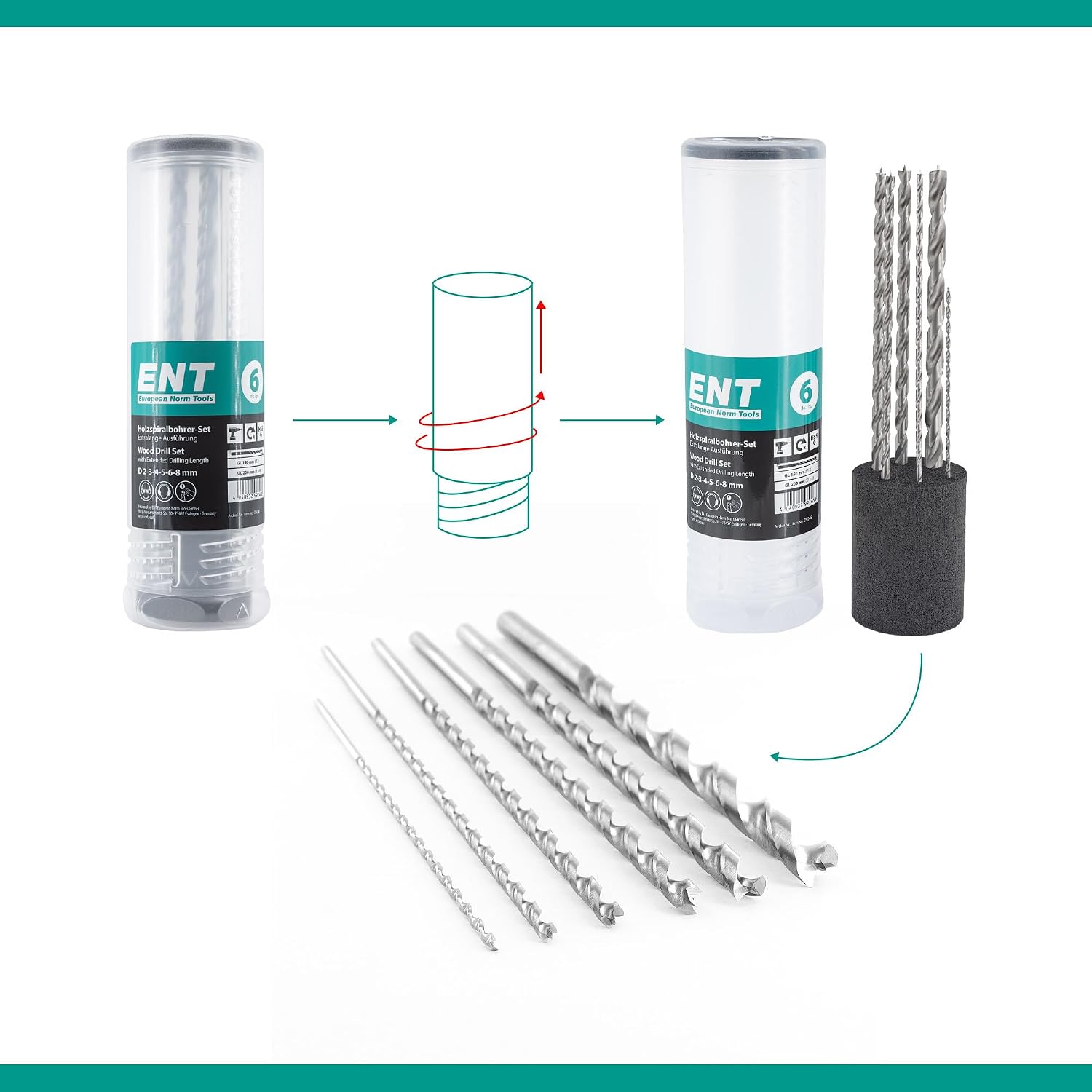 Detalle de ENT 09246 Holzbohrer-Set Ø 2–8 mm