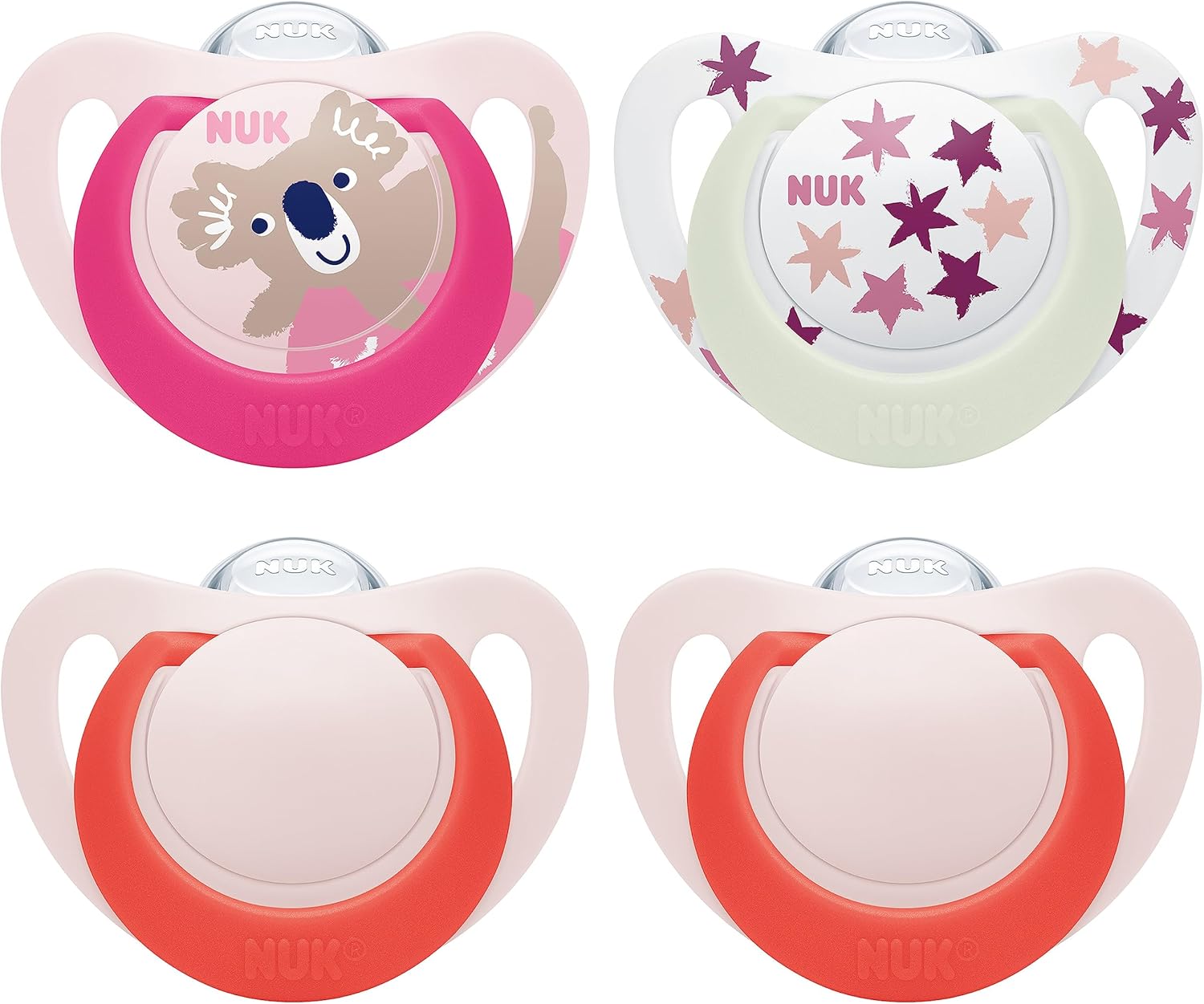 Detalle de NUK Star Day & Night ciuccio 18-36 mesi – 4 pezzi Koala Glow-in-the-Dark, silicone senza BPA