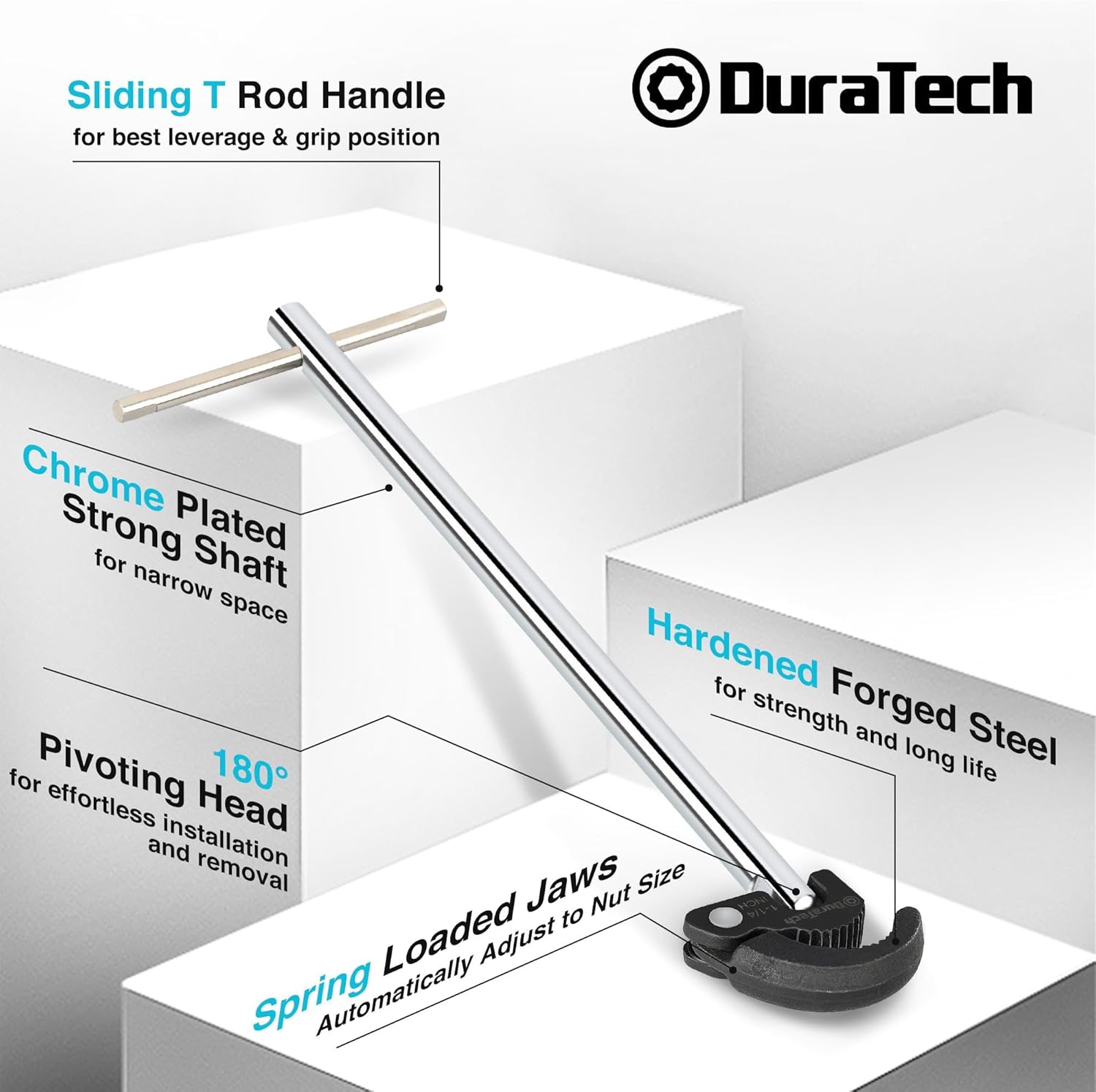 Detalle 2 de DURATECH basin wrench, 11 inch adjustable