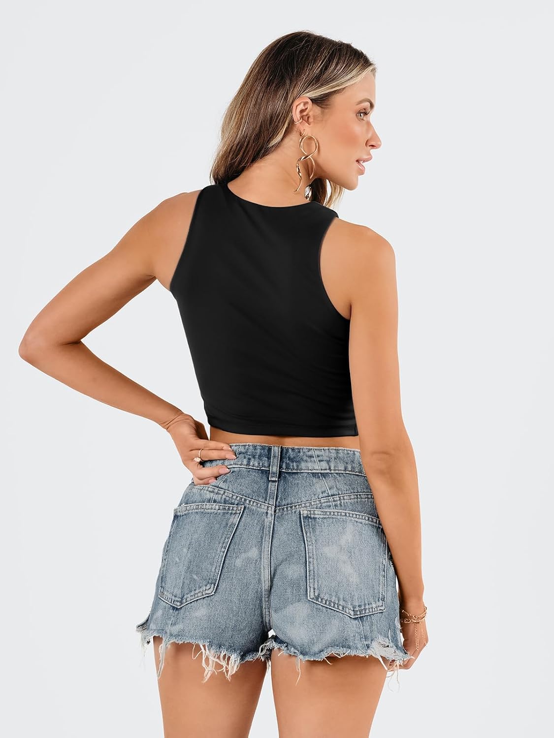 Thumbnail 4 de EFAN Double-Layer Racerback Cropped Tank for Women (Sleeveless) – Training & Summer Wear