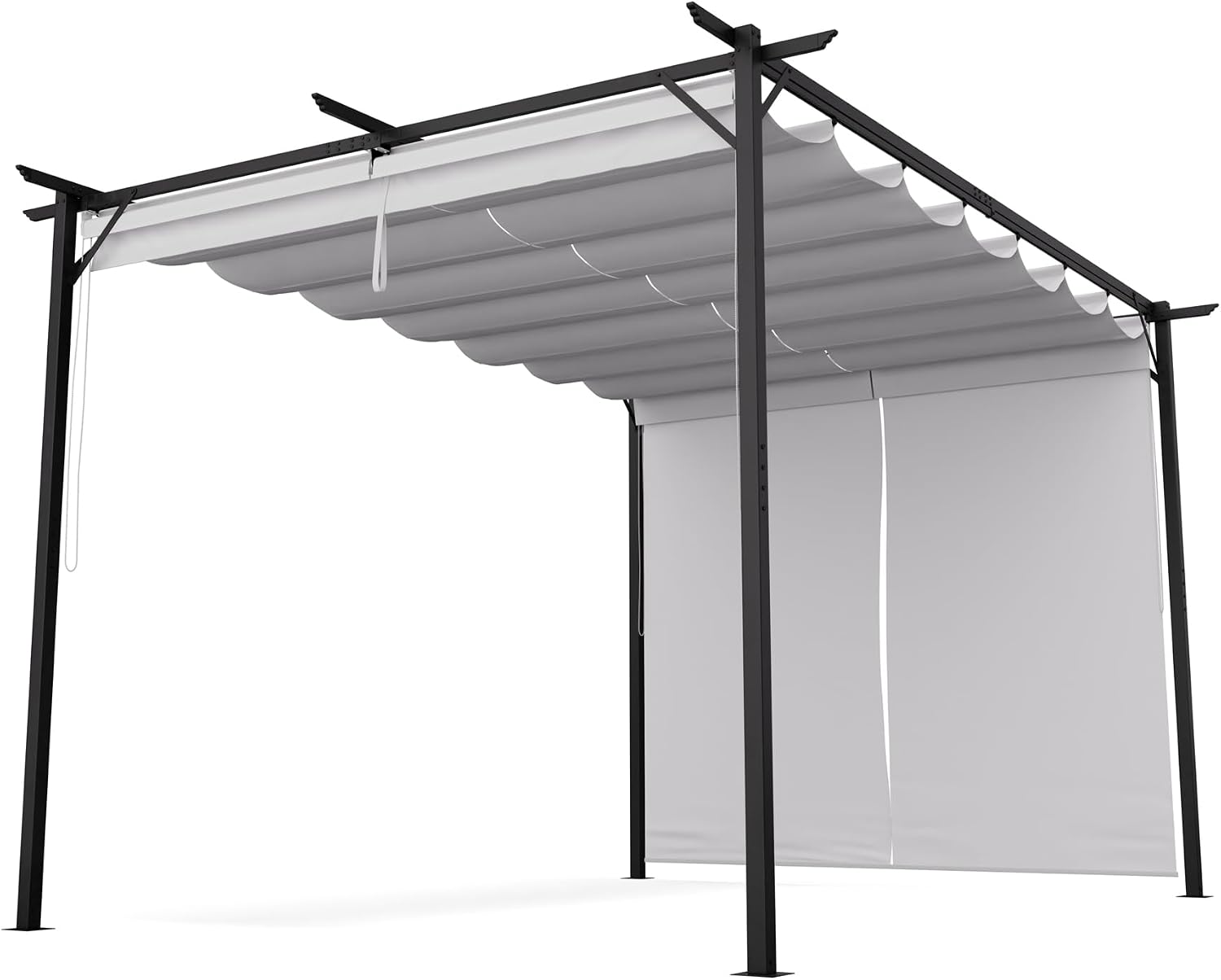Detalle de blumfeldt pergola 3 x 4 m met polyester dak en verstelbare zijjaloezieën