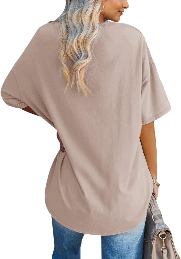 Detalle 2 de Ebifin Oversize Damen Vintage T-Shirt – Los Angeles Stil, Kurzarm, Rundhals