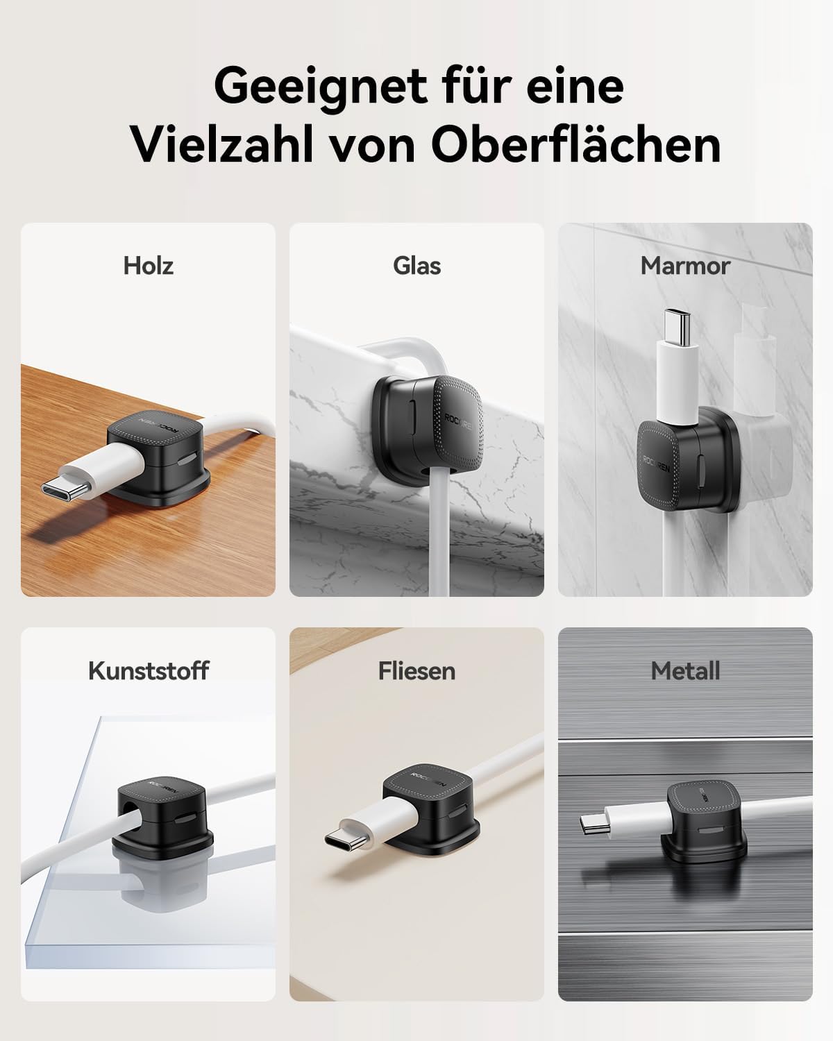 Thumbnail 6 de Rocoren Kabelhalter Selbstklebend – starker Magnet, 6er-Set, 7,5 mm Durchmesser
