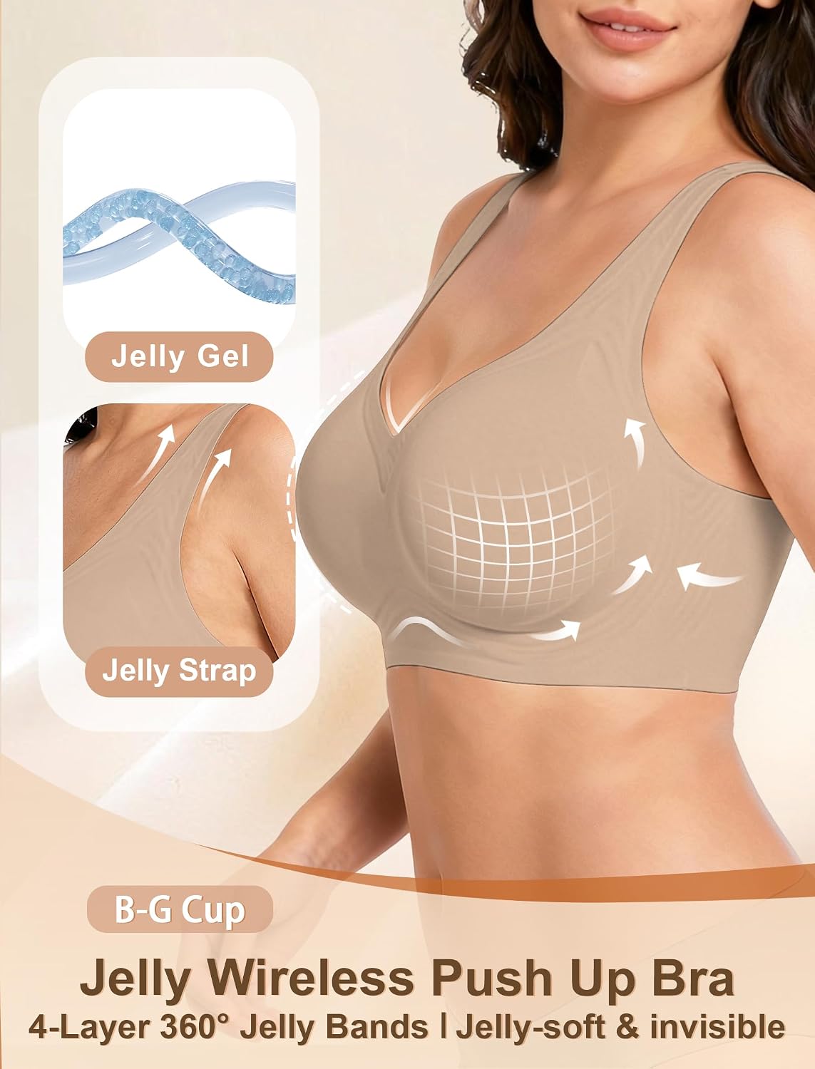 Thumbnail 1 de Jelly Wireless Bra Plus Size: Seamless Full Coverage without Underwire