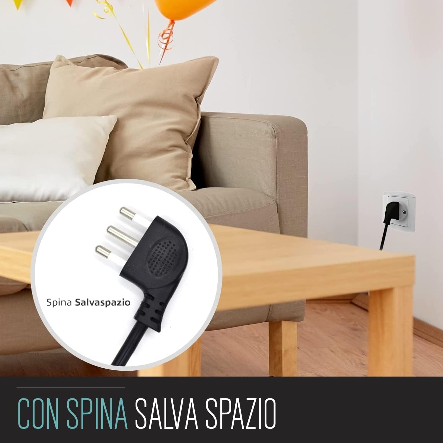 Thumbnail 6 de Multipresa a 5 Posti con Ciabatta Elettrica Angolata 45° e Spina Italiana 10A
