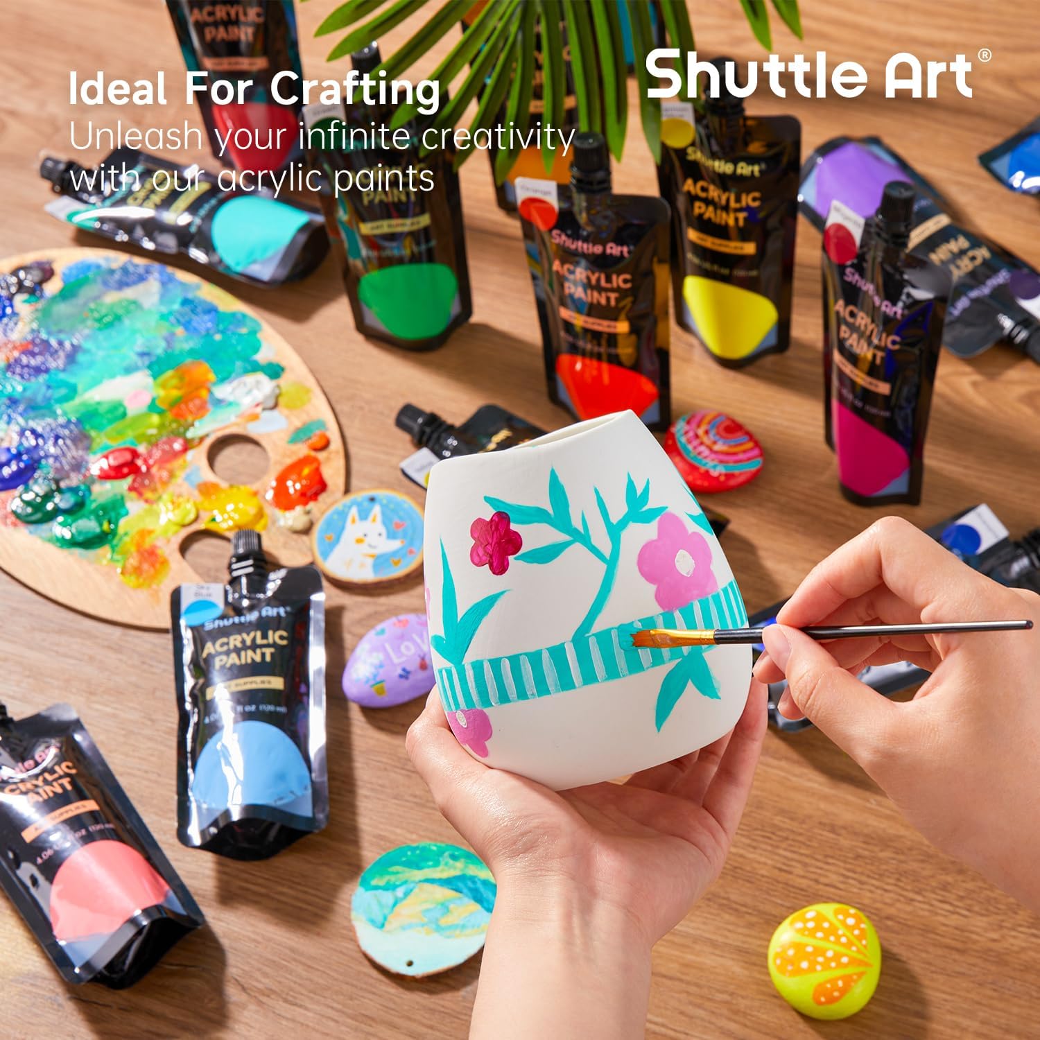 Thumbnail 6 de Shuttle Art Acrylfarben-Set (18 × 120 ml) in Beuteln – Künstlerqualität für Malen & Basteln auf vielen Oberflächen