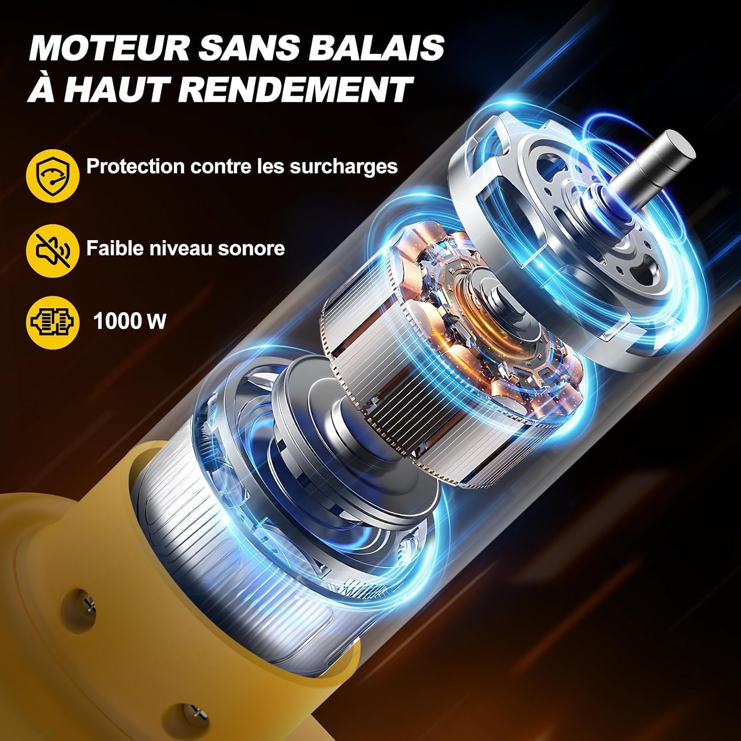 Detalle de CHGBOSTH elektrische snoeischaar met 1000 W motor, snede tot 50 mm en 2 accu’s