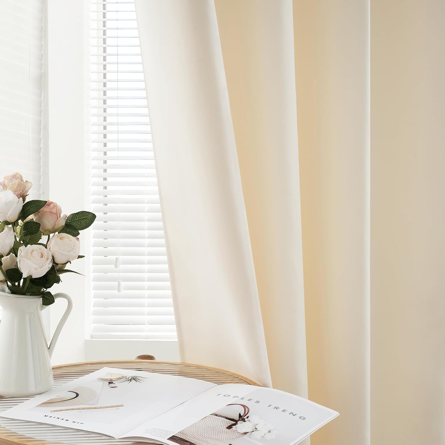 Thumbnail 3 de MRTREES Rideau Occultant Thermique Blanc Crème – 2 panneaux 140 × 245 cm