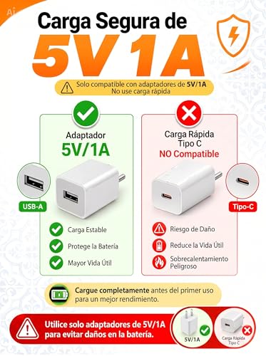 Detalle de WOCVRYY Raqueta Mosquitos Eléctrica 4000V, 1800mAh USB-C, Plegable 3 en 1