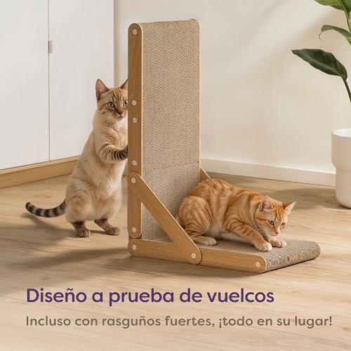 Detalle de Knupis rascador para gatos L de 68 cm, doble cara y cartón ondulado de 4,5 cm