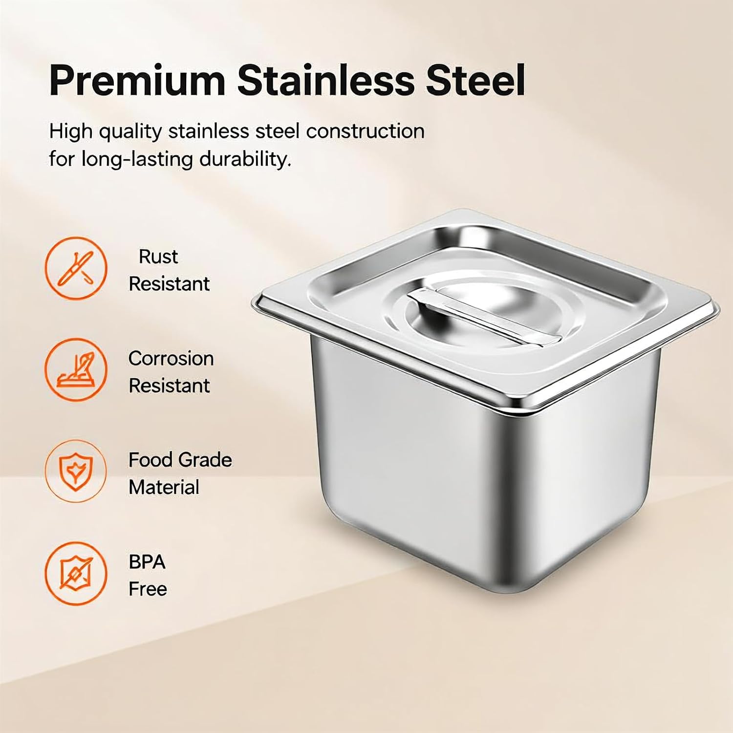 Detalle de Stainless Steel Hotel Pans 1/6 Size