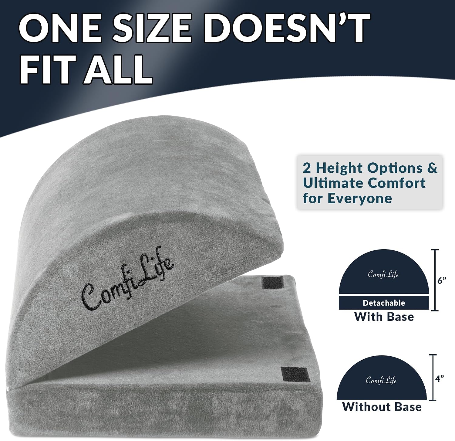 Detalle de ComfiLife Adjustable Height Memory Foam Foot Rest for Under Desk Work (Gray)