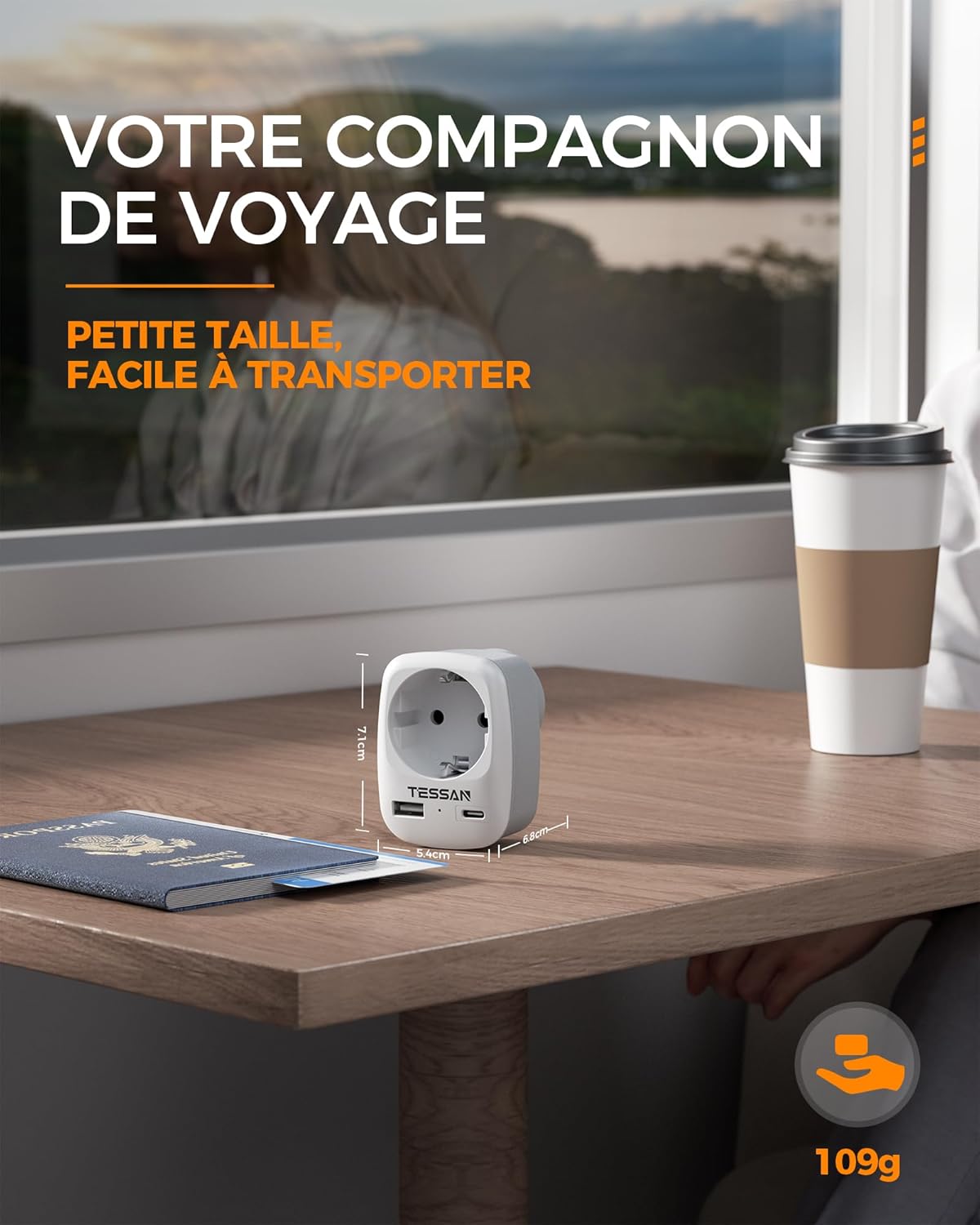 Thumbnail 5 de TESSAN Adaptateur prise France→USA 3‑en‑1 1250W 🔌