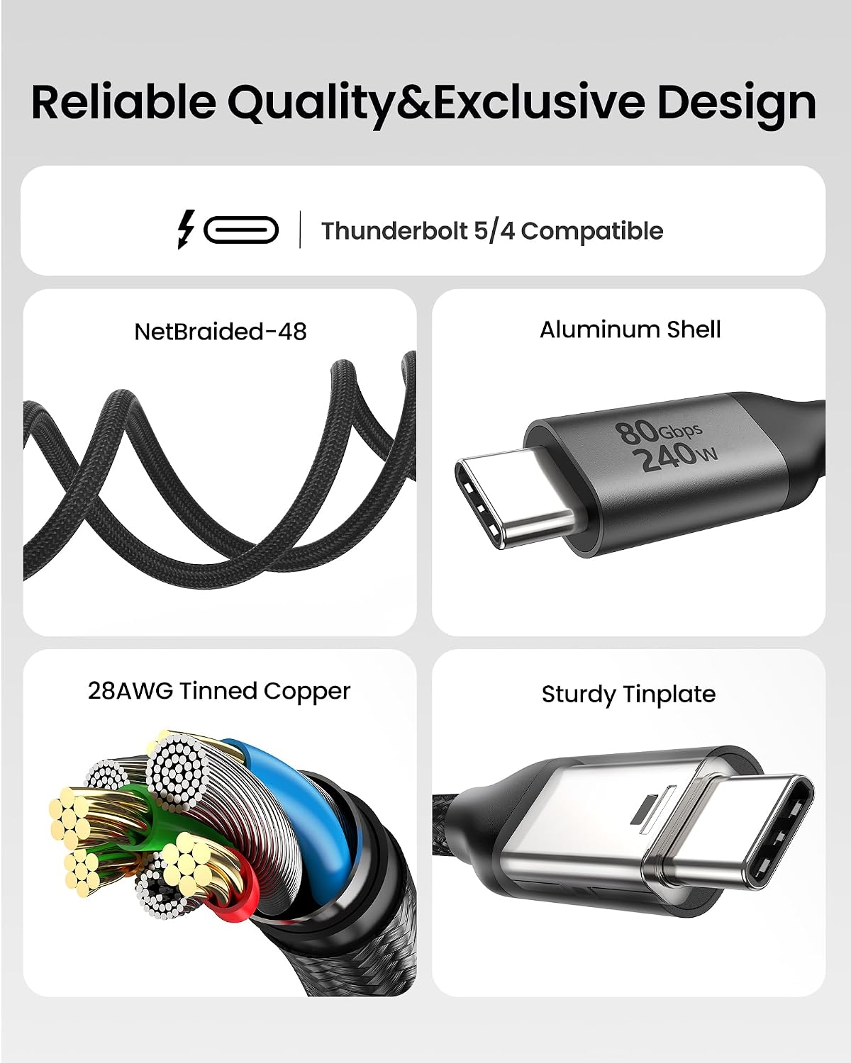 Thumbnail 6 de Silkland 80Gbps USB4 Extension Cable 3.3ft