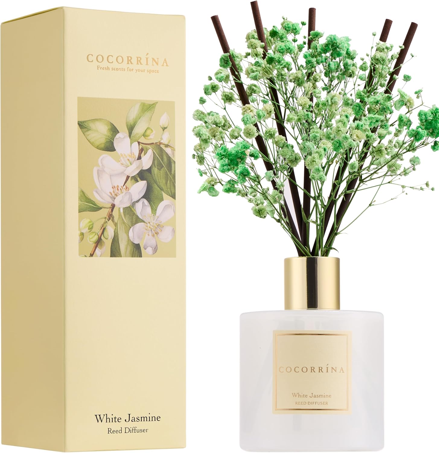 Thumbnail 5 de Cocorrina Reed Diffuser Set: Flower Diffuser in Clear Glass with 6 Sticks (6.7 oz) — Floral, Fruity, Fresh Scent