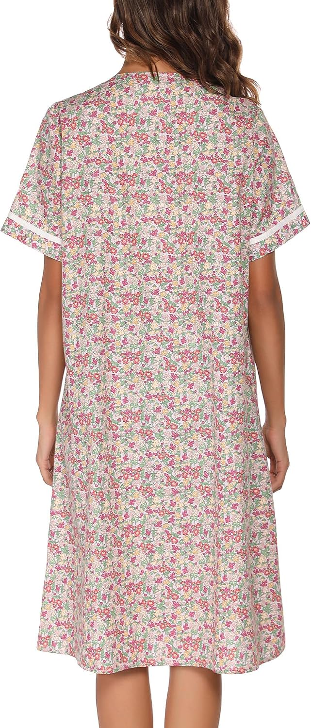 Thumbnail 5 de YOZLY Women’s Embroidered House Dress, Short Sleeves and Front Pockets, Black