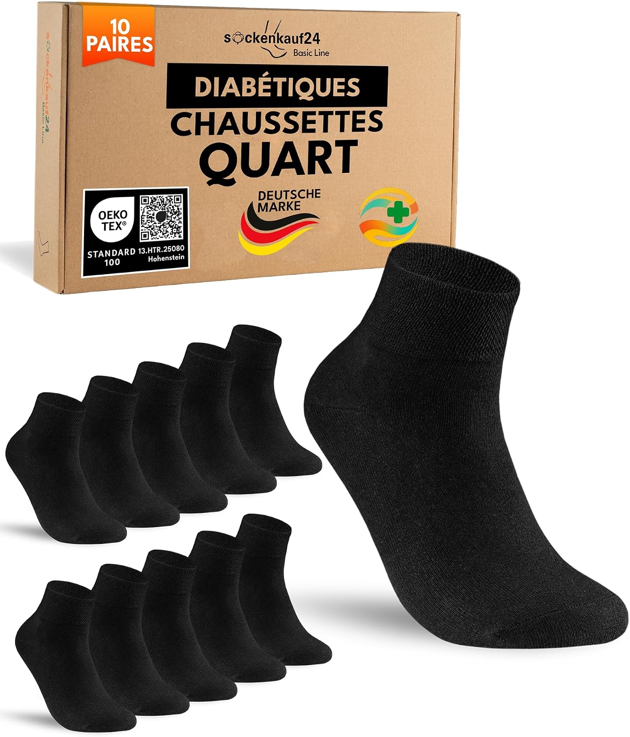 Detalle de 10 paires de chaussettes diabétiques socquettes basses coton sans couture (homme & femme)