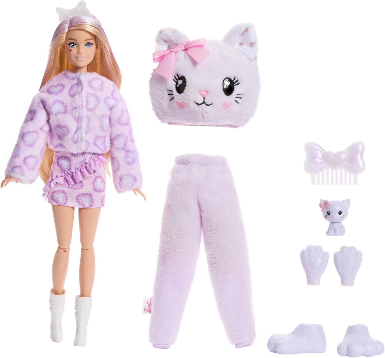 Thumbnail 5 de Barbie Cutie Reveal Puppe und Zubehör – Kätzchen der Cuddly-Reihe, 10 Überraschungen, inkl. Farbwechsel und Mini-Haustier (JJP64)