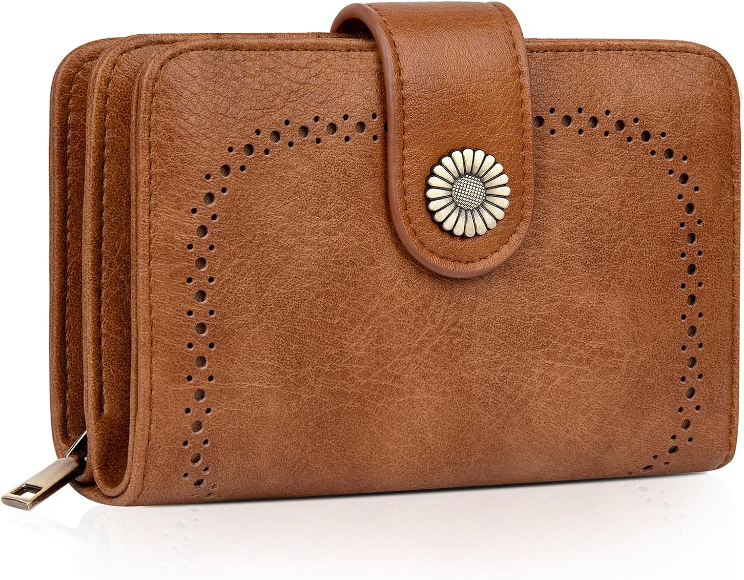 Detalle de TEUEN Damen-Geldbeutel mit großem Fassungsvermögen, Vintage-PU-Leder, RFID-Blockierung & mehreren Fächern