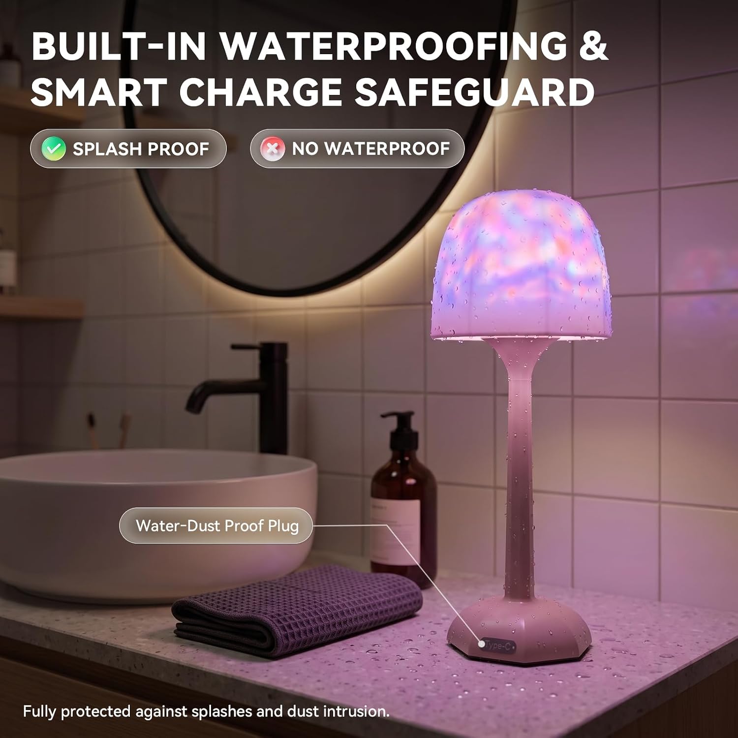 Detalle 2 de FIONSUN TL004-WH1P-FNCA Shower Lamp with 16 Colours and Ocean-Wave Projection