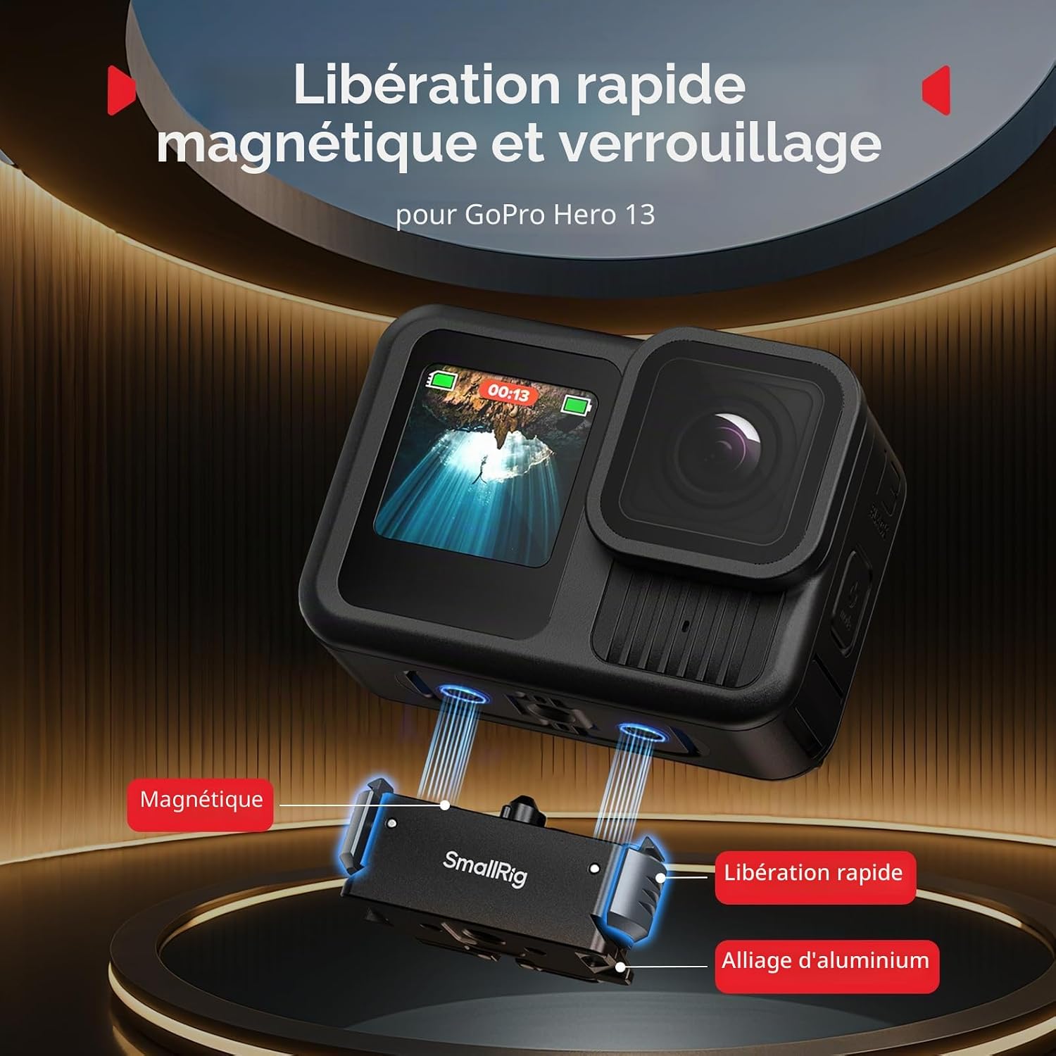 Detalle 2 de SMALLRIG 5437 Support magnétique GoPro