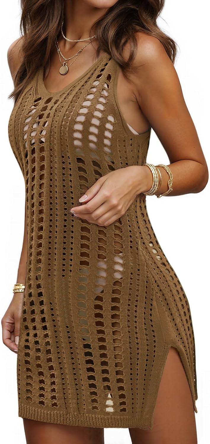 Thumbnail 5 de Swimsuit Coverup Crochet Hollow-Out Slit Dress