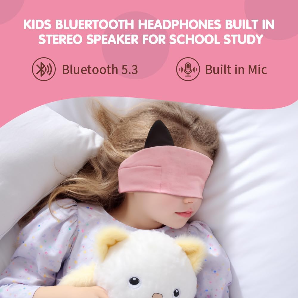Thumbnail 4 de Joythink Kids Bluetooth Headband Headphones Sleep Mask (Pink) – 3-in-1 Wireless Headset for Sleep, Study and Travel
