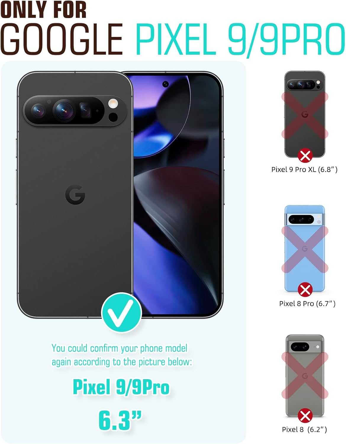 Thumbnail 1 de OCASE Leder‑Flipcase mit Standfunktion und RFID‑Schutz für Google Pixel 9/9 Pro – Braun