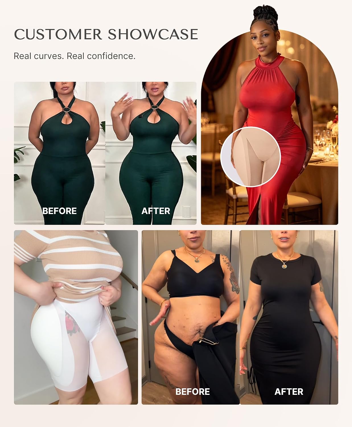 Detalle de SHAPELLX Hip Enhancer Shapewear Shorts with Removable Hip-Dip Pads