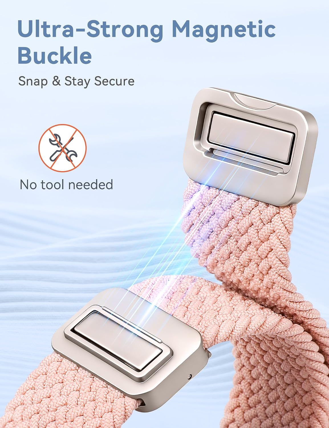 Detalle de Girovo Braided Cartoon Clasp Apple Watch Band, Stretch Nylon, Magnetic Closure