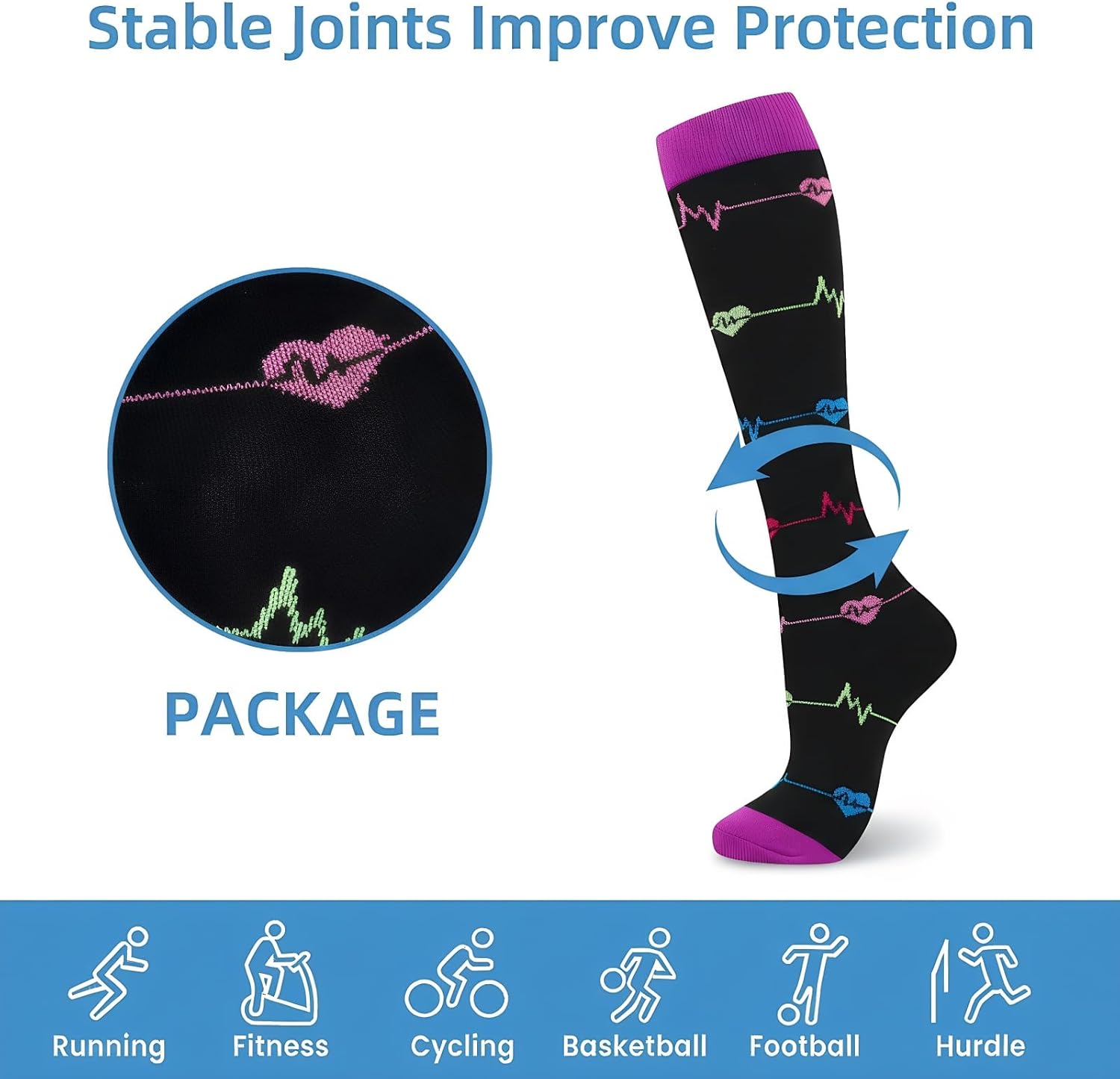 Thumbnail 6 de Losvcbcx 15–20 mmHg graduated compression socks (2/4/6/7 pairs) for women & men