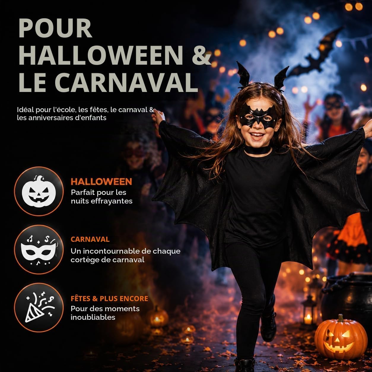 Detalle 2 de TK Gruppe Timo Klingler Halloweenkostuums voor kinderen: pompoen, geest, skelet of vleermuis