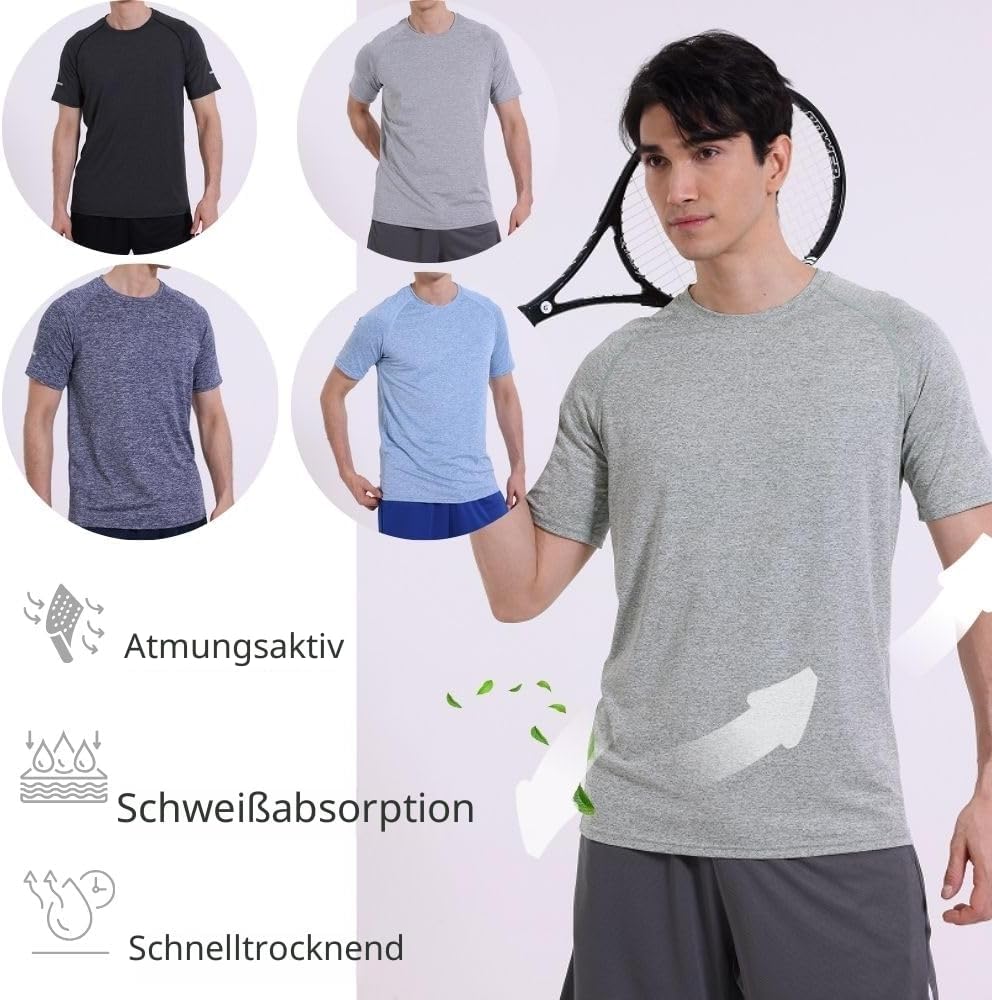 Thumbnail 2 de fovdtaa Herren-T-Shirt, kurzärmelig, atmungsaktives Sportoberteil – 5er-Pack