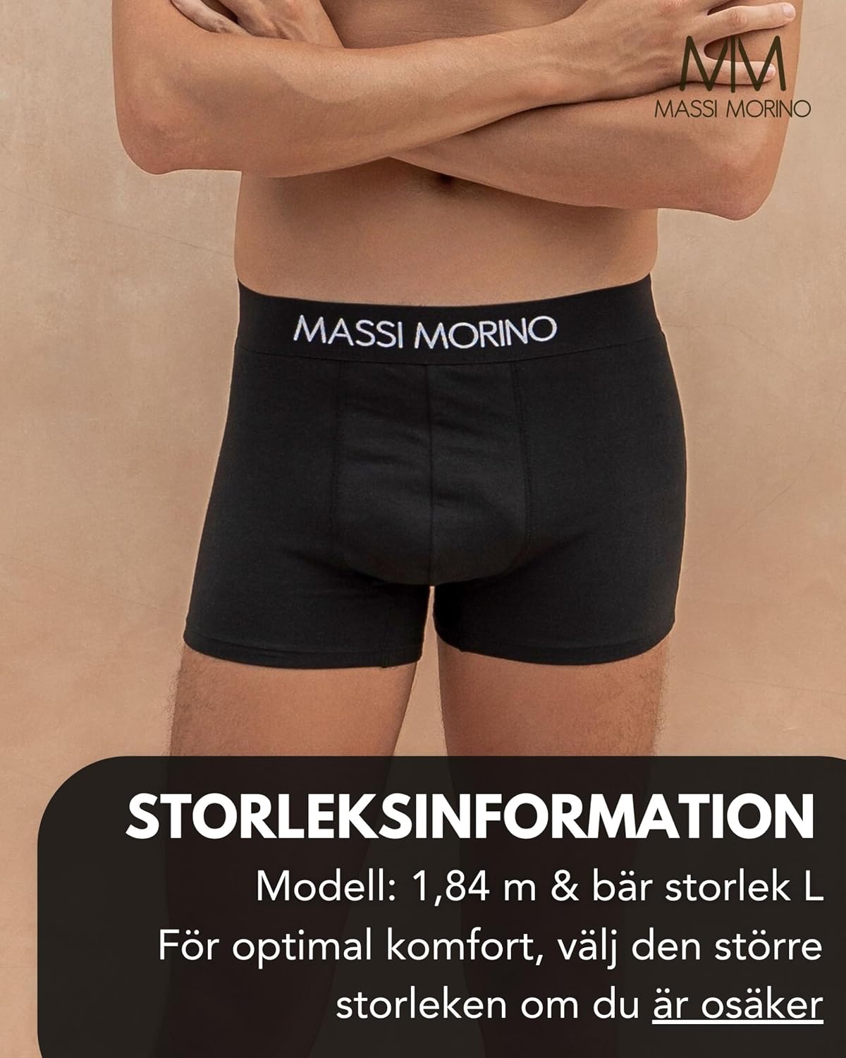 Detalle 2 de MASSI MORINO boxershorts för herr i bomull, svarta och utan etikett